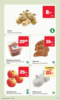 Hemköp erbjudanden - Förhandsvisning av reklamblad från butik Hemköp aktuell från 07/09/2026 | Sida: 6 | Produkter: Gul lök, Vitlök, Äpple, Sötpotatis