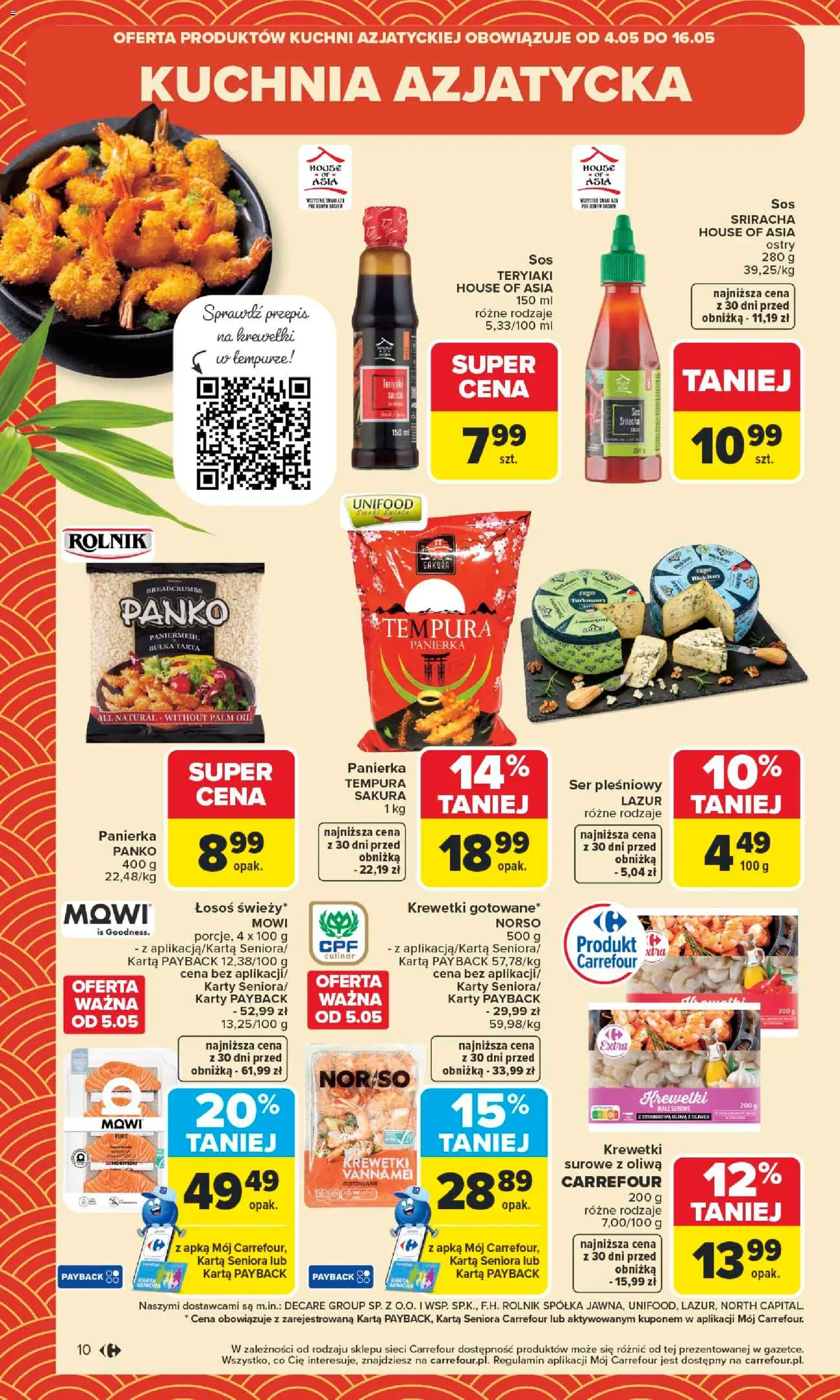 Carrefour gazetka od 04.05.2026 | Strona: 12 | Produkty: Tempura, Krewetki, Ser, Krewetki vannamei