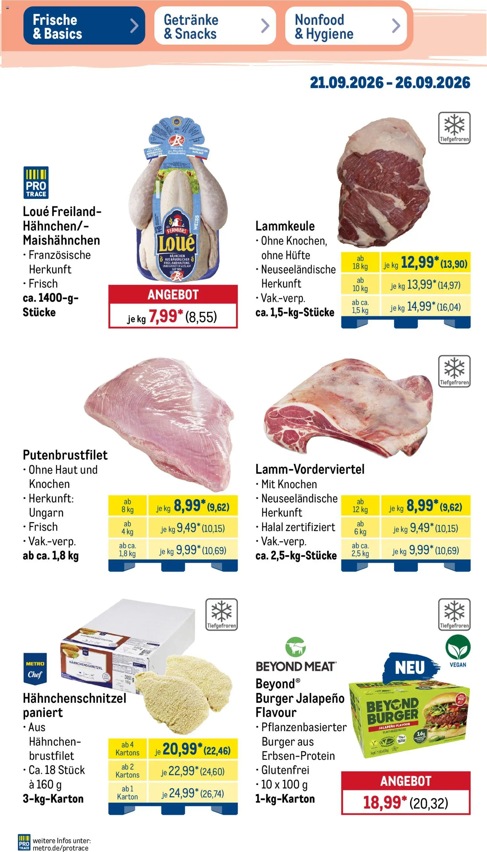 Metro Prospekt – gültig ab 21.09.2026 | Seite: 5 | Produkte: Lammkeule, Hahnchen, Burger, Getreide