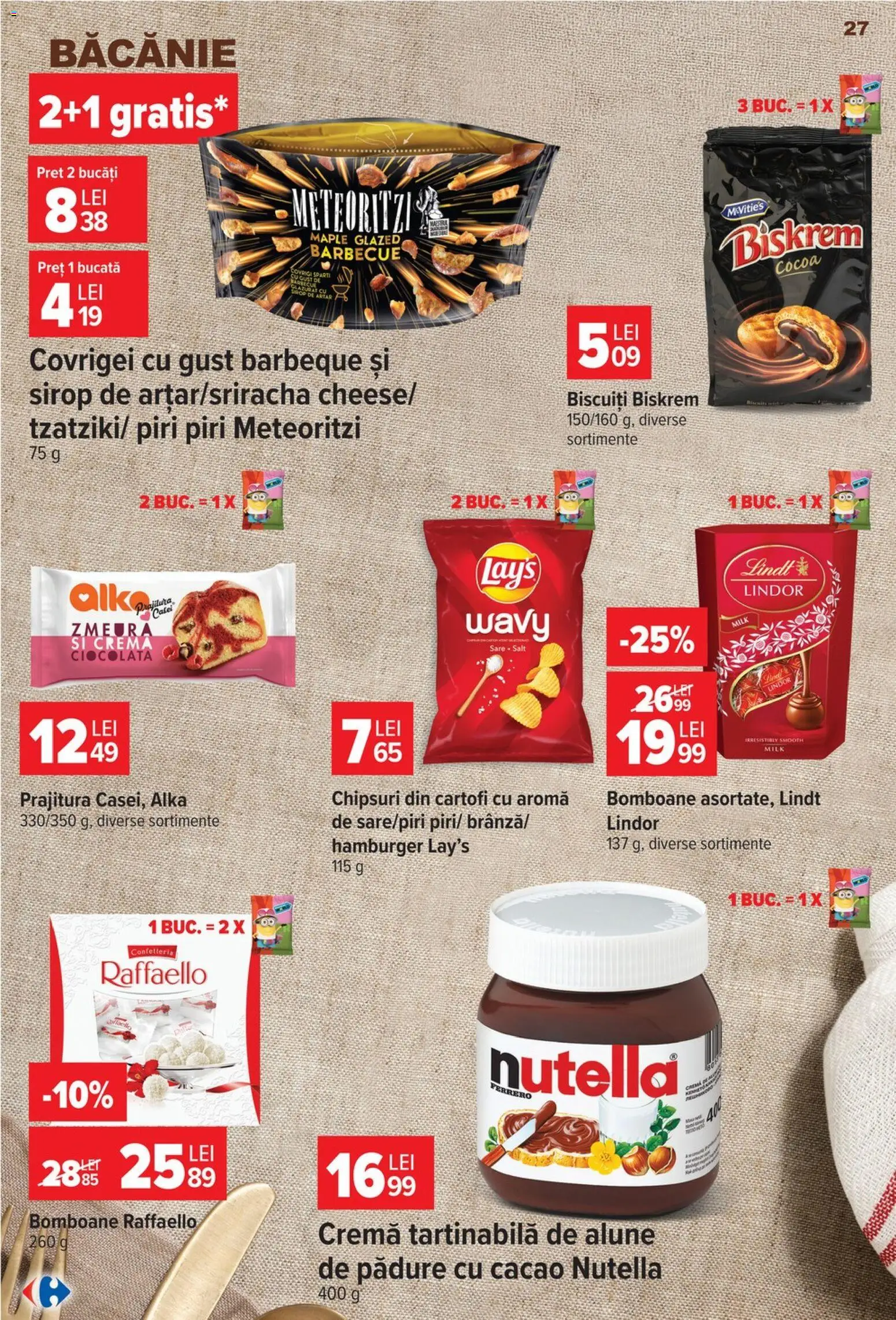 Noul catalog Carrefour – valabil de la 14.10.2026 | Pagină: 27 | Produse: Lindt, Prăjitură, Ferrero, Alune de pădure