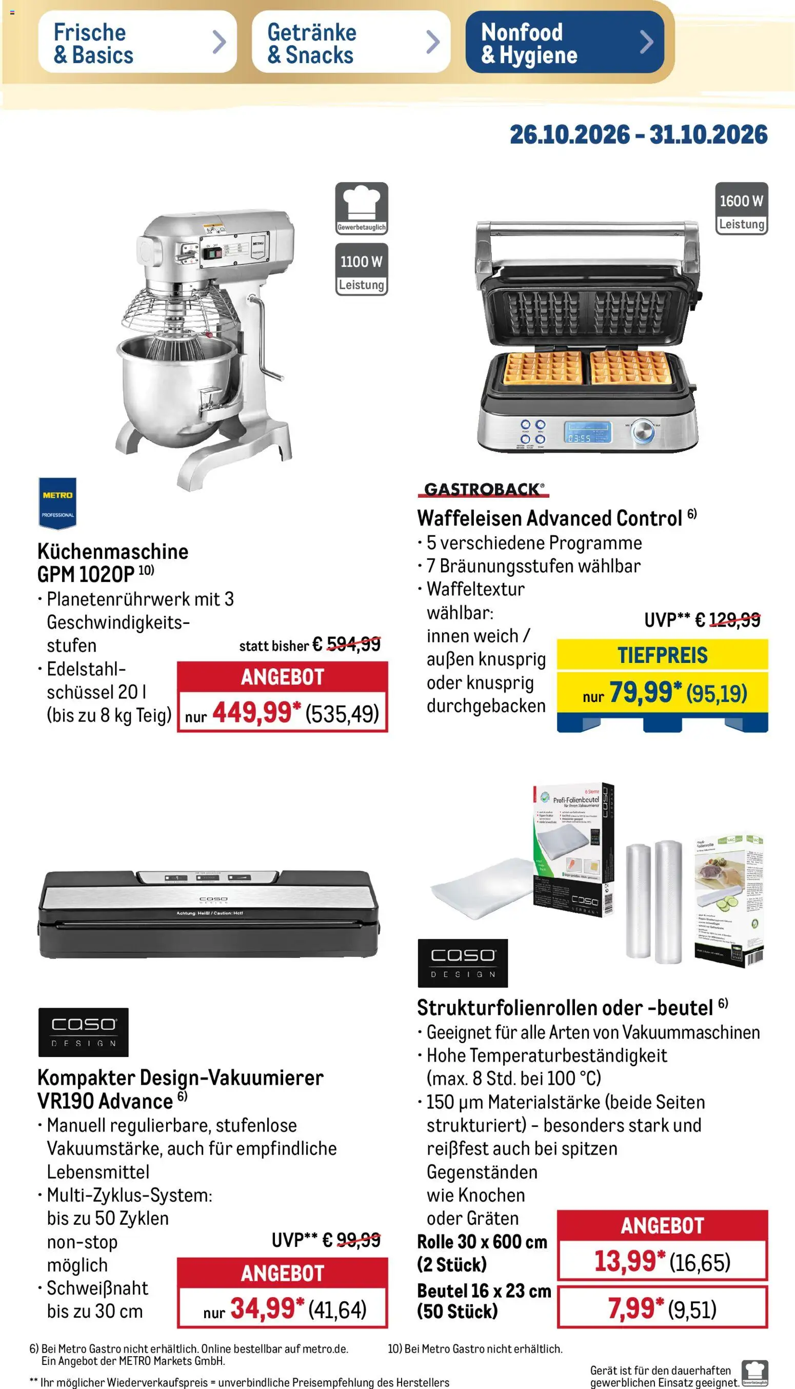 Metro Prospekt – gültig ab 26.10.2026 | Seite: 39 | Produkte: Waffeleisen