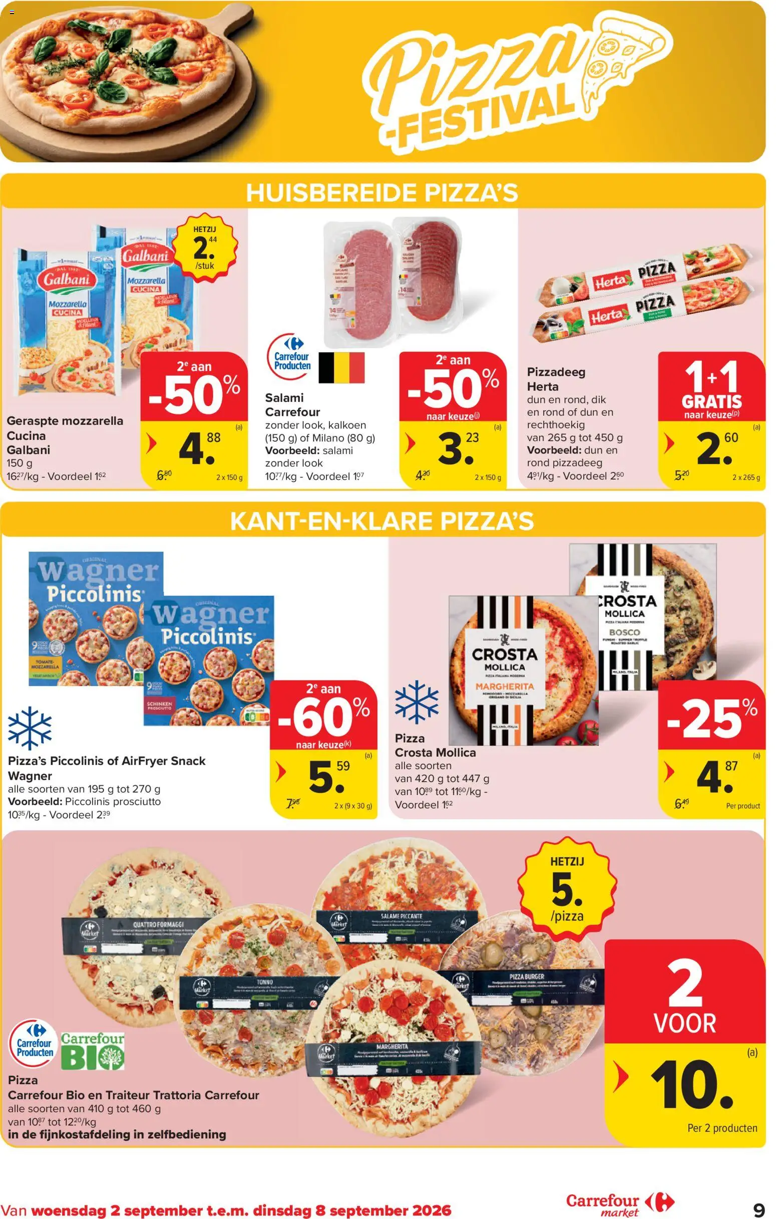 {H1} | Pagina: 9 | Producten: Pizza, Prosciutto, Kalkoen, Salami