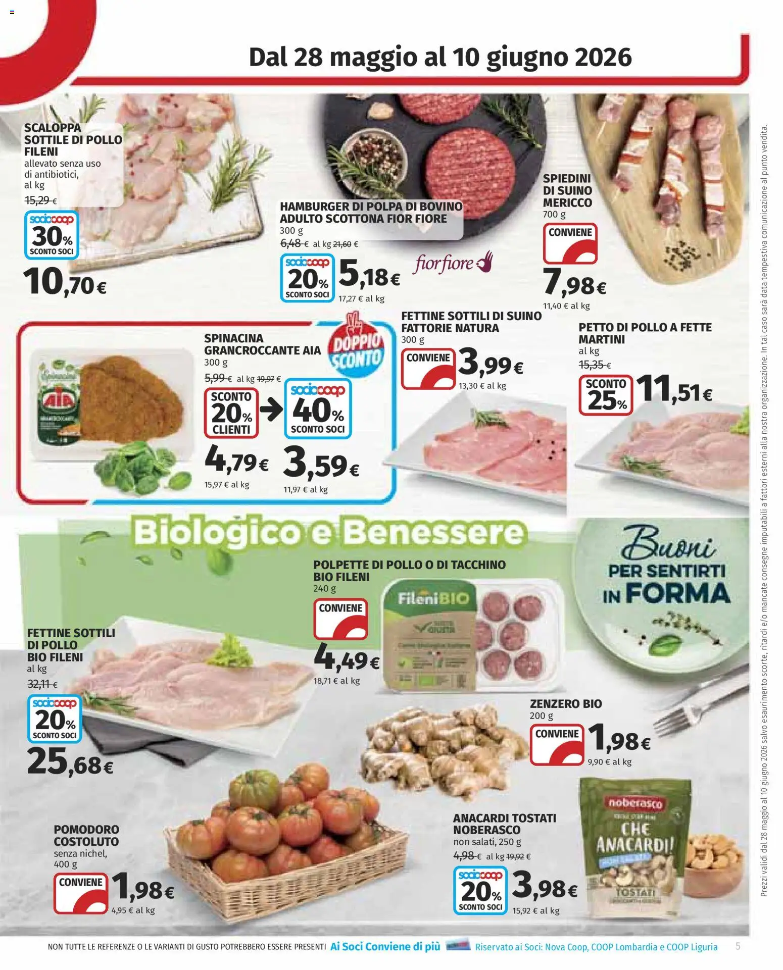 Volantino COOP del 28.05.2026 | Pagina: 5 | Prodotti: Pollo, Suino, Hamburger, Polpette