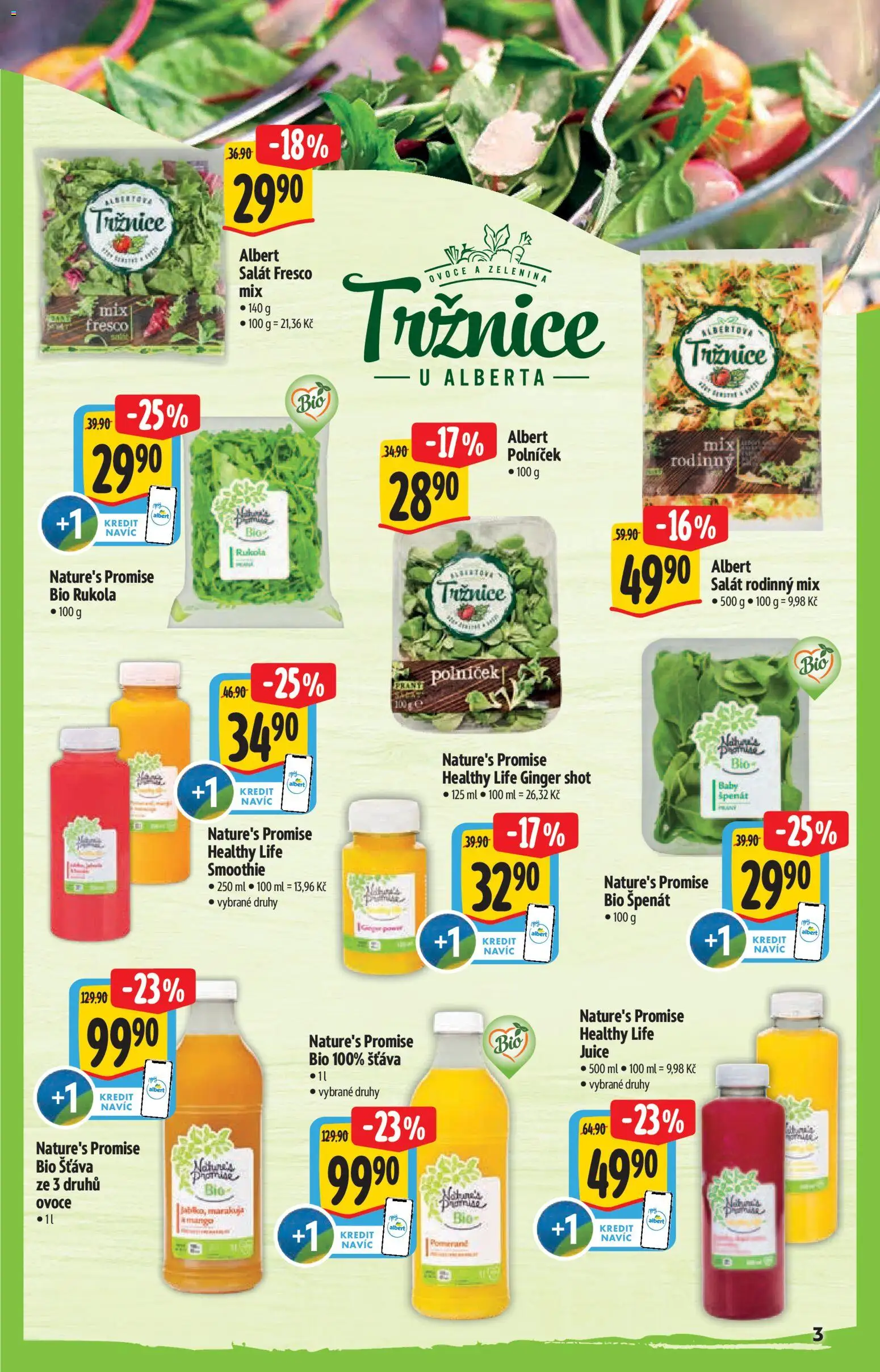 Albert katalog - Supermarket - Bio od 13.05.2026 | Strana: 3 | Produkty: Ovoce a zelenina, Polníček, Špenát, Marakuja