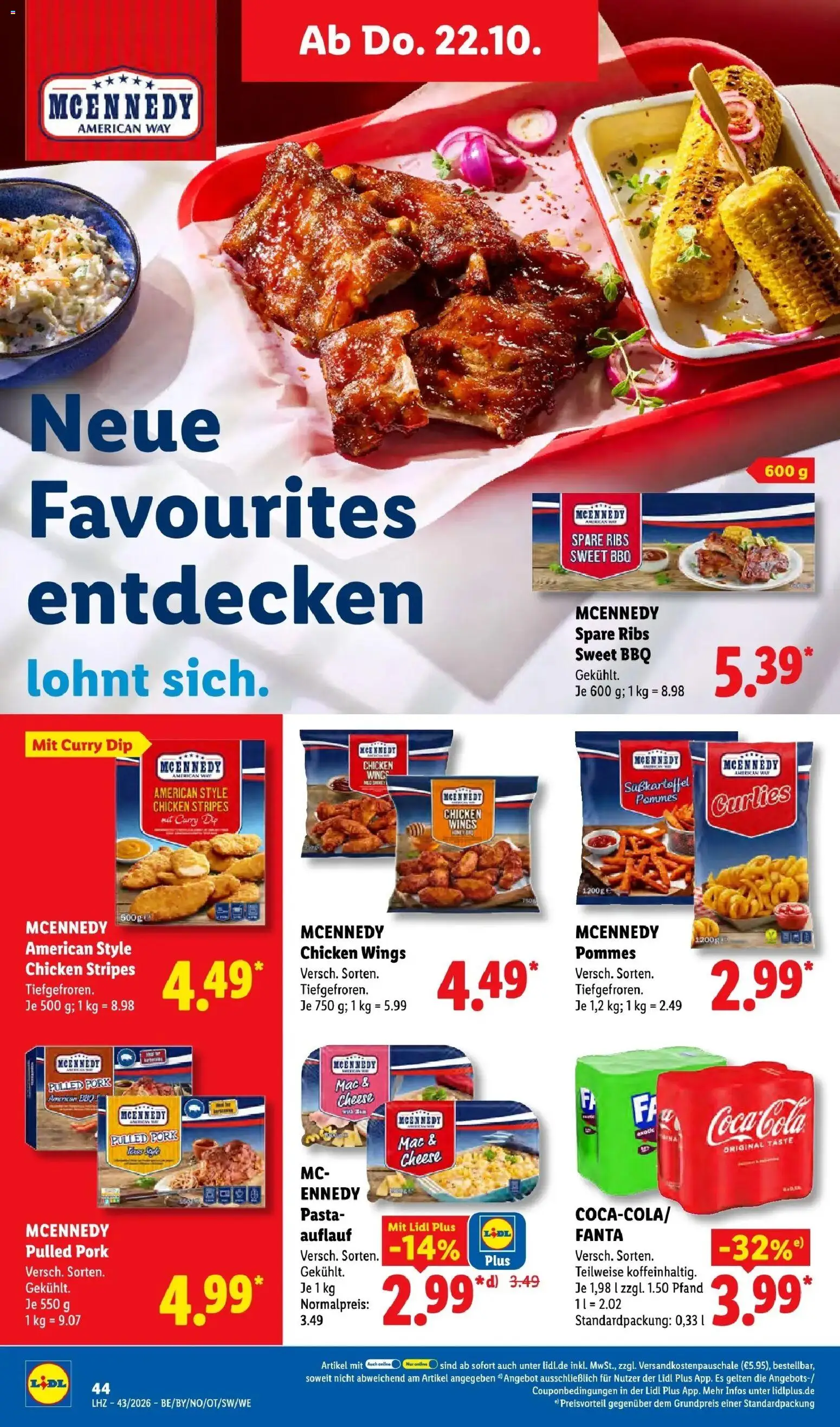 Lidl Prospekt Künzell – gültig ab 19.10.2026 | Seite: 62 | Produkte: Fanta, Pommes, Spare ribs, Pasta