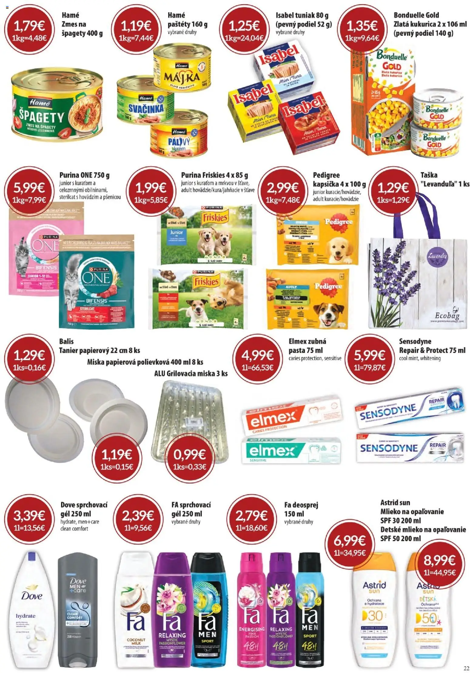 Nové CBA Komfos akcie – leták je platný od 04.06.2026 | Strana: 22 | Produkty: Mlieko, Friskies, Taška, Špagety