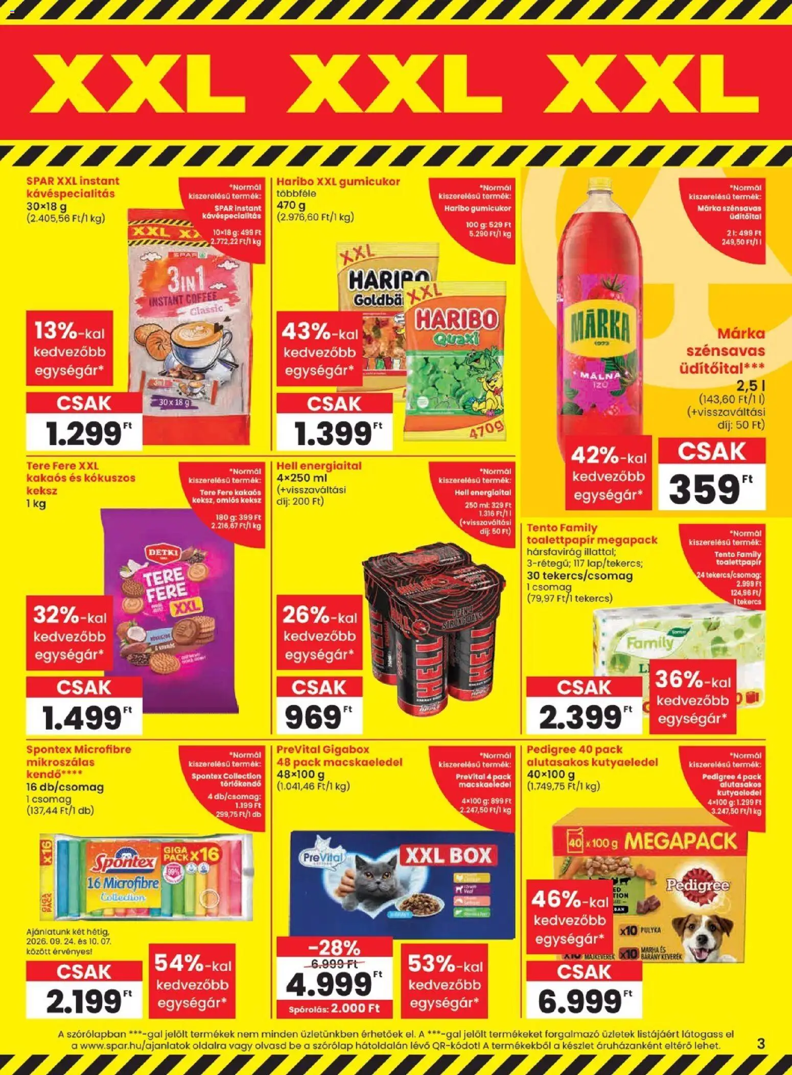 Spar akciós ujság - amely érvényes a következő dátumtól: 2026.09.24. | Oldal: 3 | Termékek: Kendő, Gumicukor, Prevital, Keksz