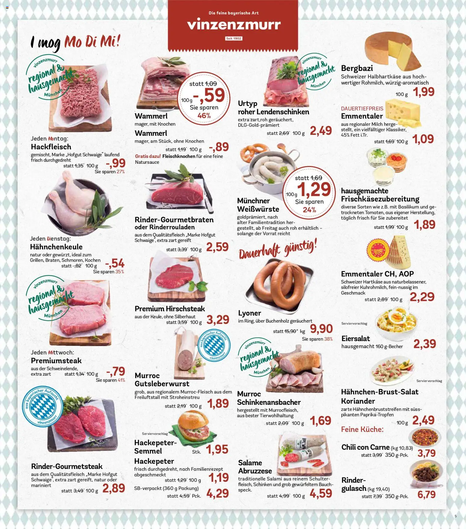 AEZ Prospekt – gültig ab 12.10.2026 | Seite: 5 | Produkte: Rinderrouladen, Milch, Chili, Salami