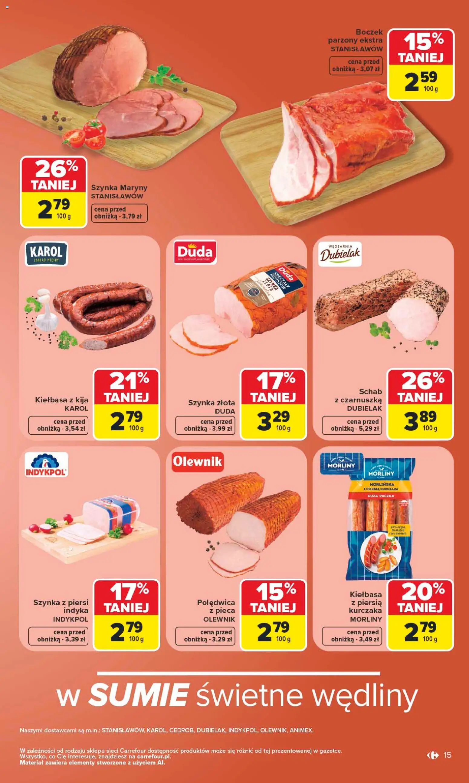 Carrefour gazetka od 06.07.2026 | Strona: 15 | Produkty: Schab, Czarnuszka, Piersi, Szynka