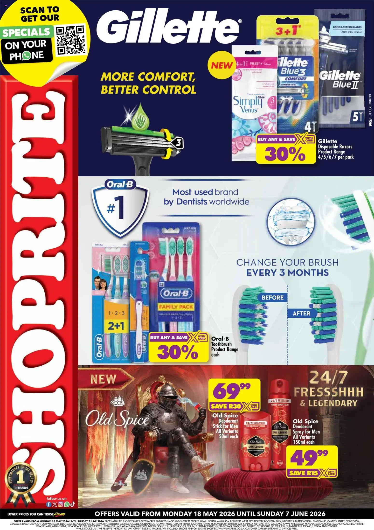 New Shoprite catalogue – valid from 18.05.2026 | Page: 1 | Products: Phone, Perfume, Deodorant, Razors