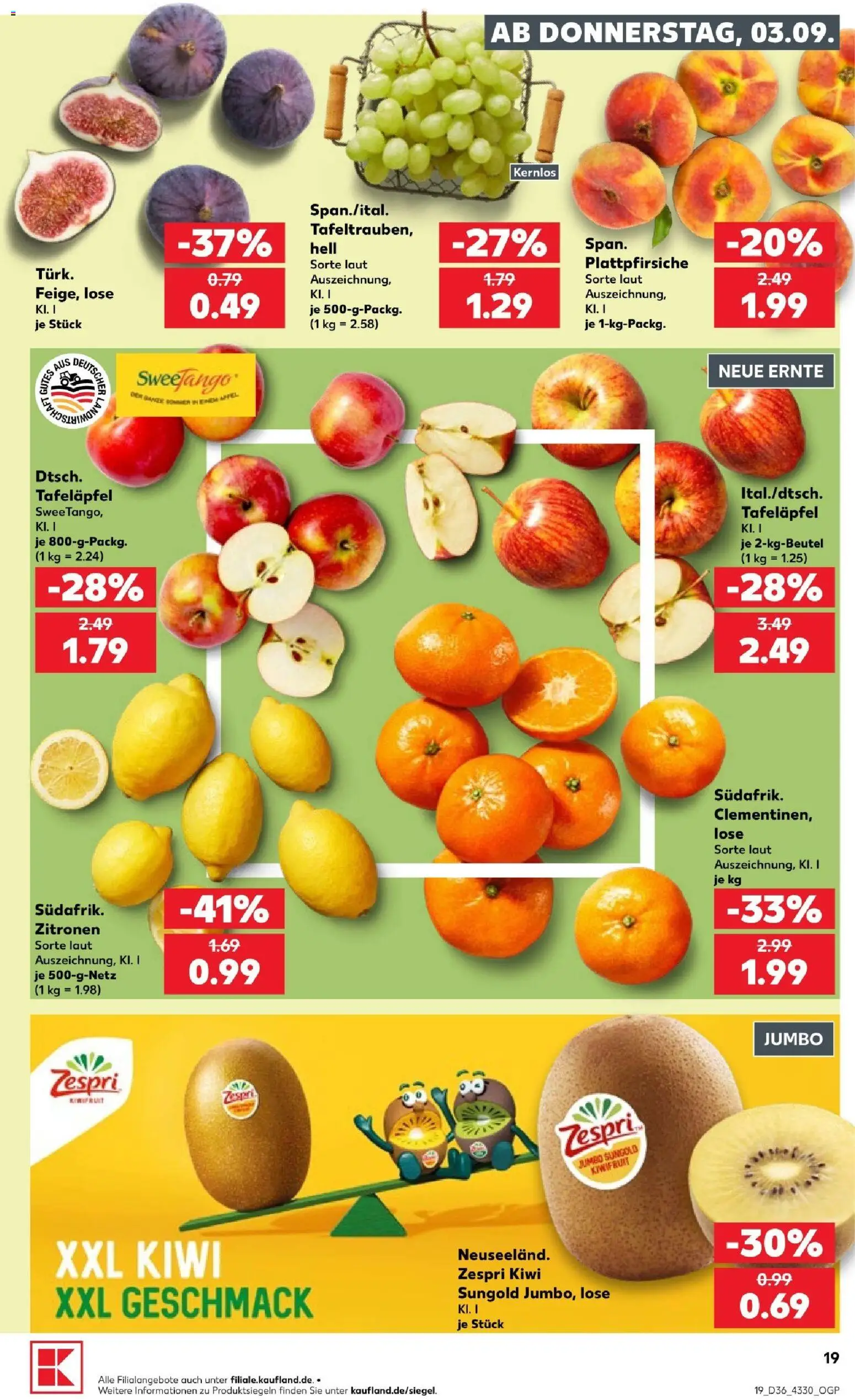 Kaufland Prospekt Potsdam – gültig ab 03.09.2026 | Seite: 19 | Produkte: Vollkornbrot, Äpfel, Gemüse, Fruchtsaft