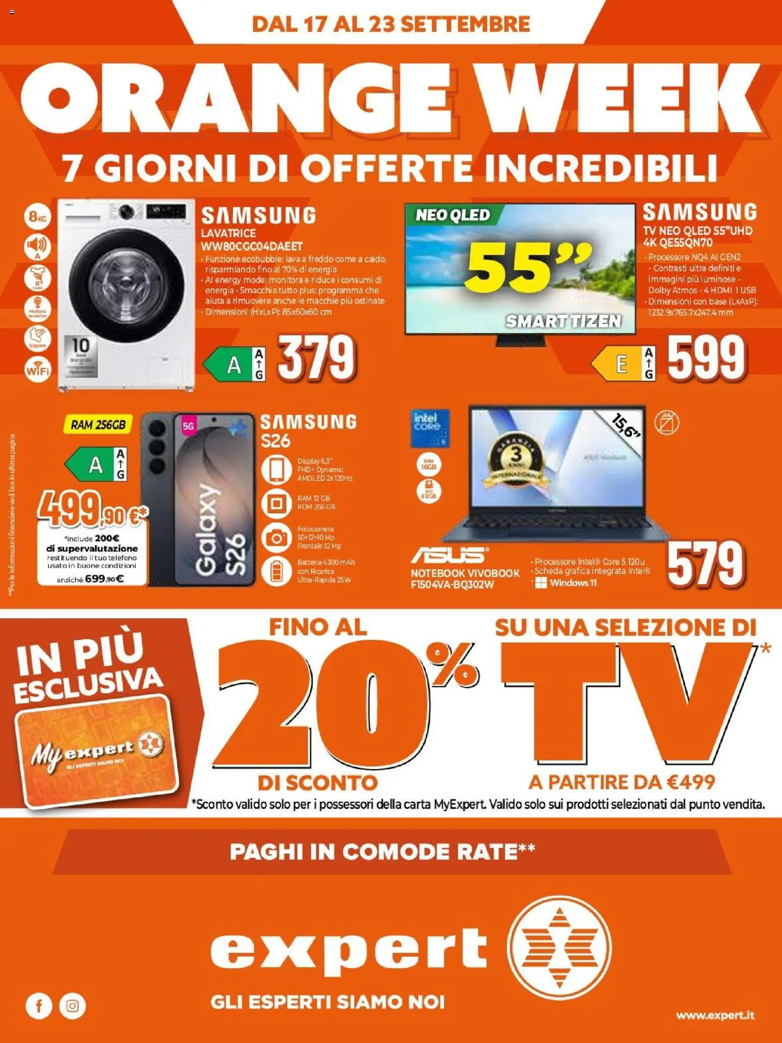 Volantino Expert del 17/09/2026 | Pagina: 1 | Prodotti: Notebook, Lavatrice, Fotocamera, Batteria