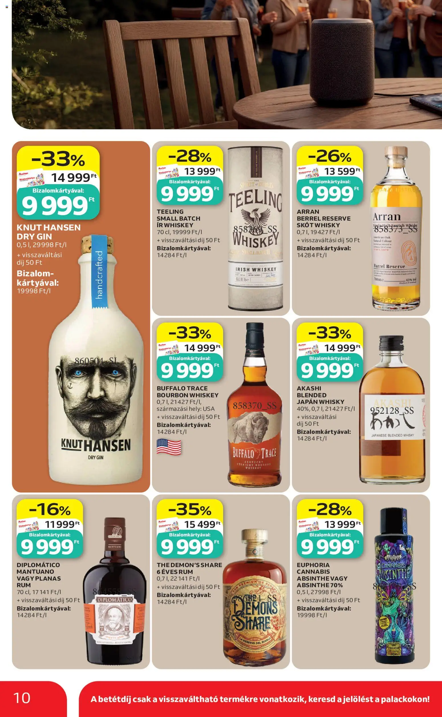 Auchan akciós ujság - amely érvényes a következő dátumtól: 18.06.2026 | Oldal: 10 | Termékek: Whiskey, Rum, Gin, Whisky