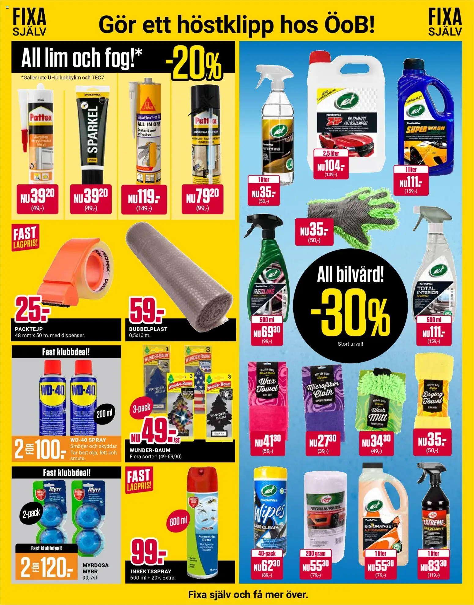 ÖoB reklamblad aktuell från 31/08/2026 | Sida: 10 | Produkter: Packtejp, Bubbelplast, Lim, Glass