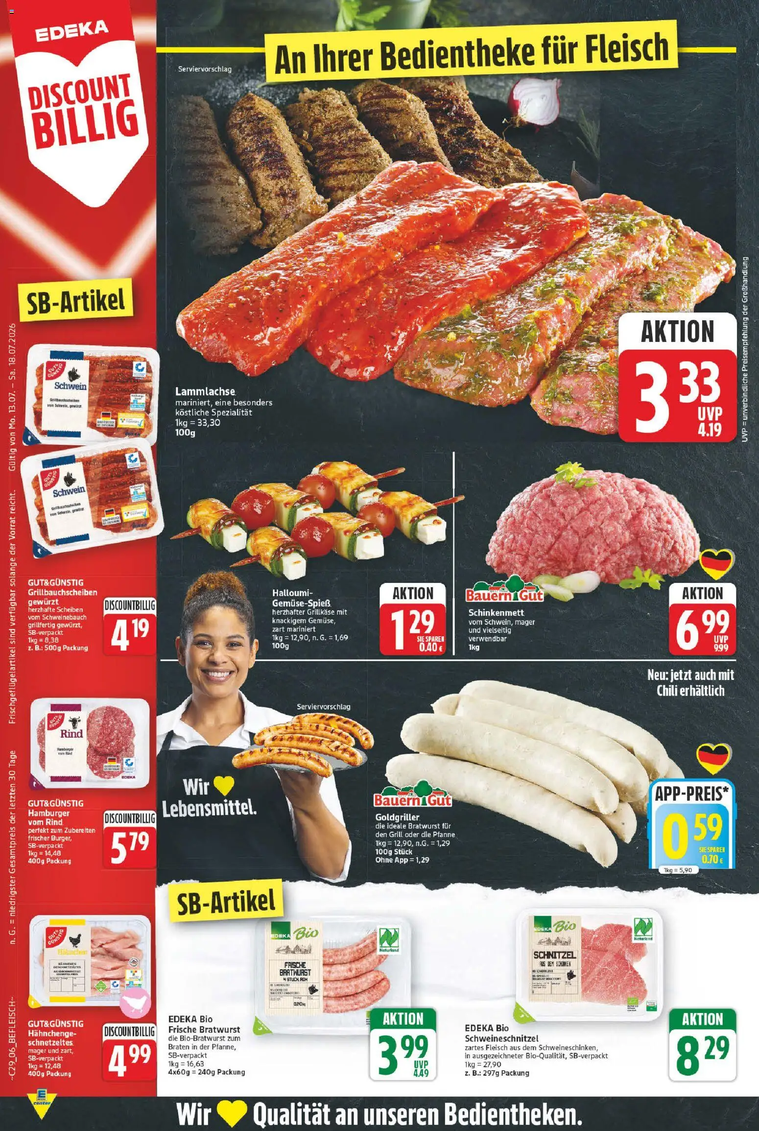E center Prospekt – gültig ab 13.07.2026 | Seite: 6 | Produkte: Hahnchen, Schweinebauch, Chili, Fleisch