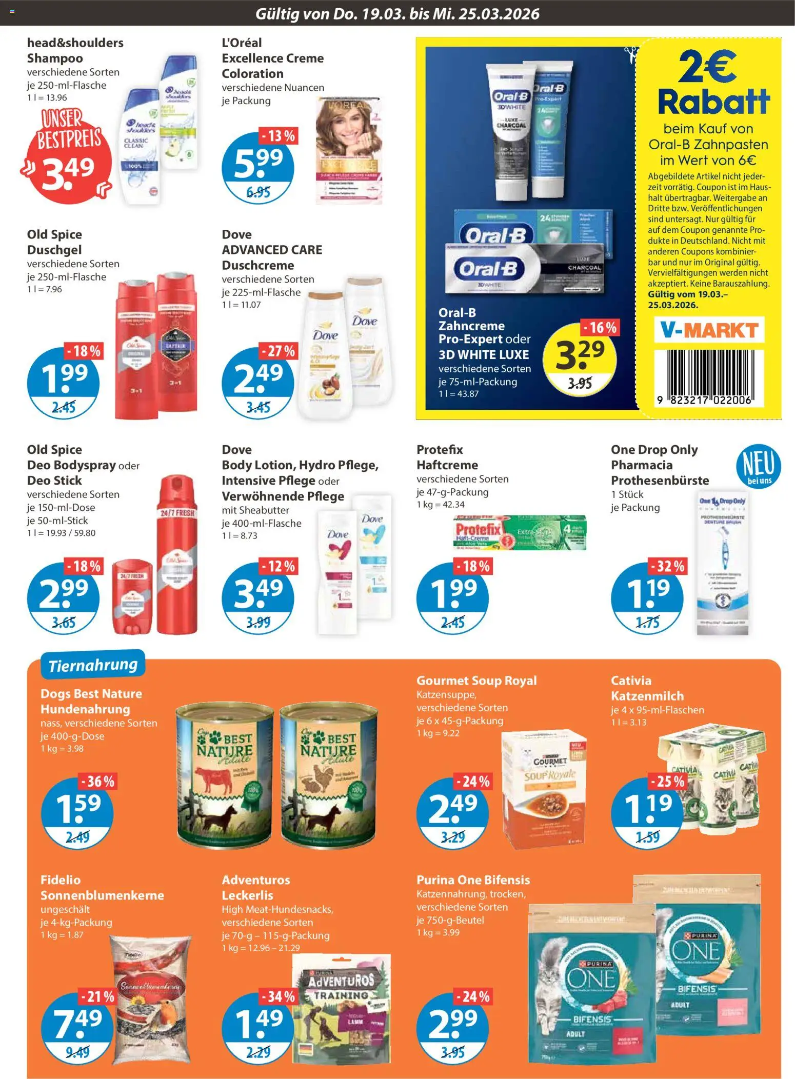 V-Markt - Schwaben/Oberbayern – gültig ab 19.03.2026 | Seite: 13 | Produkte: Purina one, Shampoo, Creme, Duschcreme
