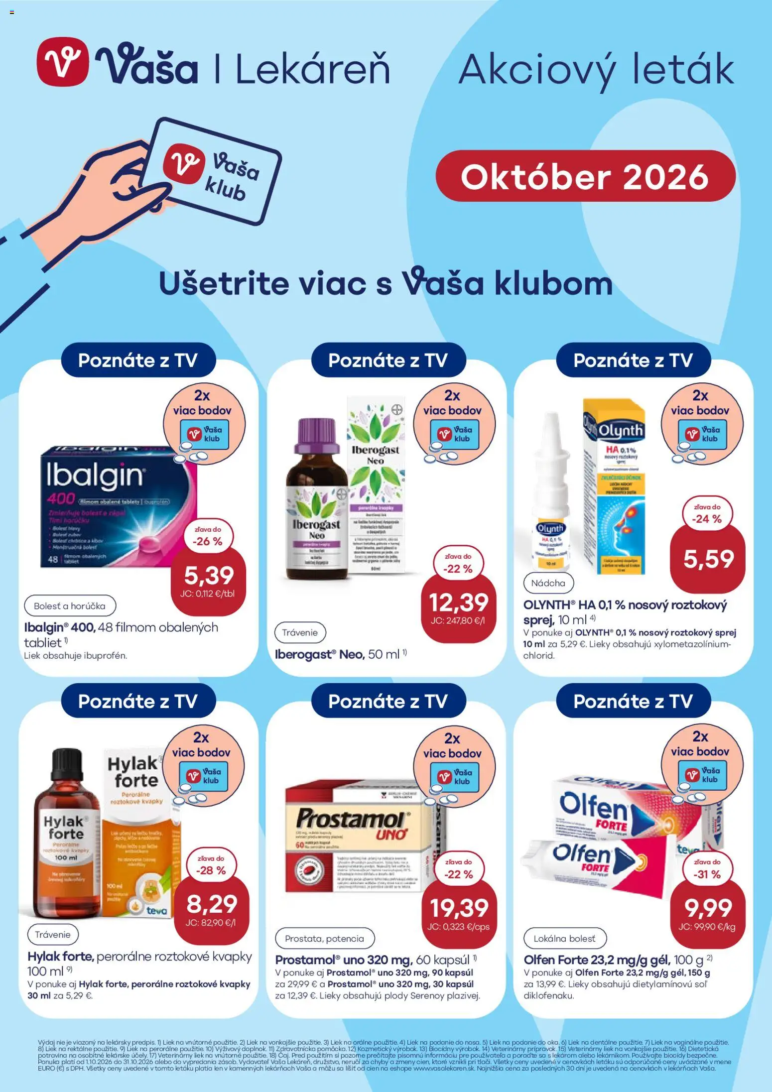 Nové Vaša lekáreň akcie – leták je platný od 01.10.2026 | Strana: 1 | Produkty: Tv, Soľ