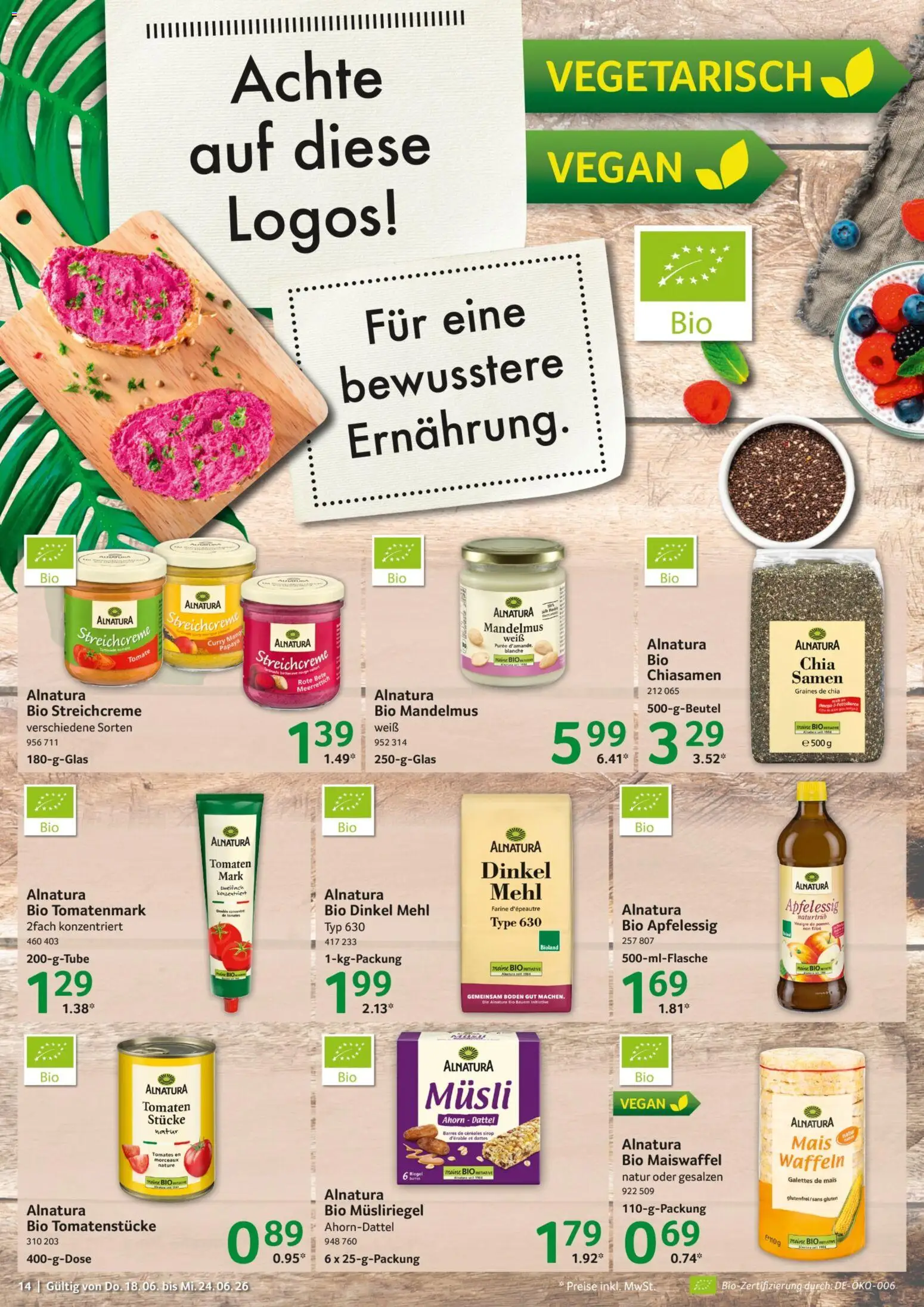 Selgros Prospekt – gültig ab 18.06.2026 | Seite: 14 | Produkte: Musli, Mehl, Tomaten, Waffeln