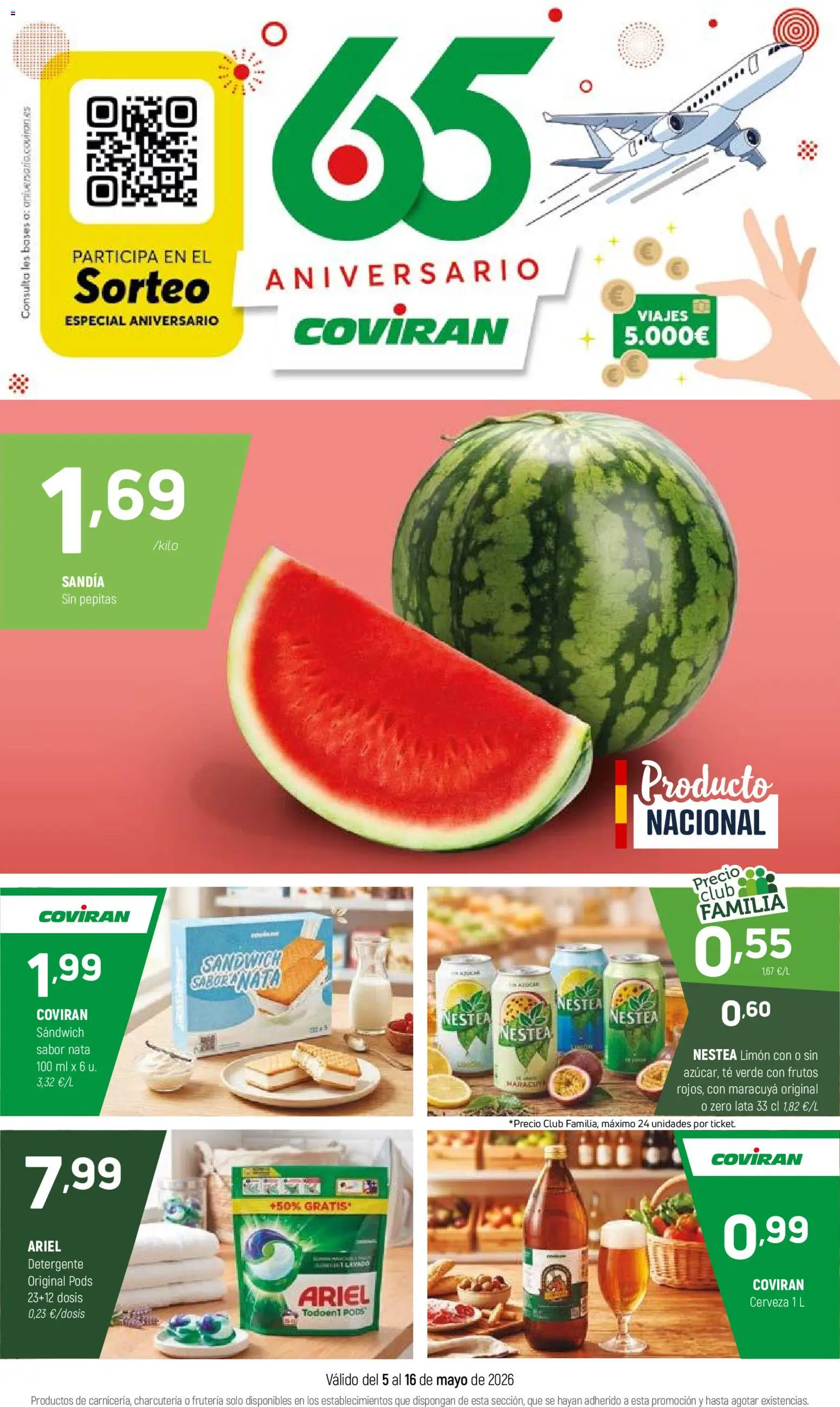 Coviran - Figueres │ válido desde el 05.05.2026 | Página: 1 | Productos: Detergente, Cerveza, Té, Sandía