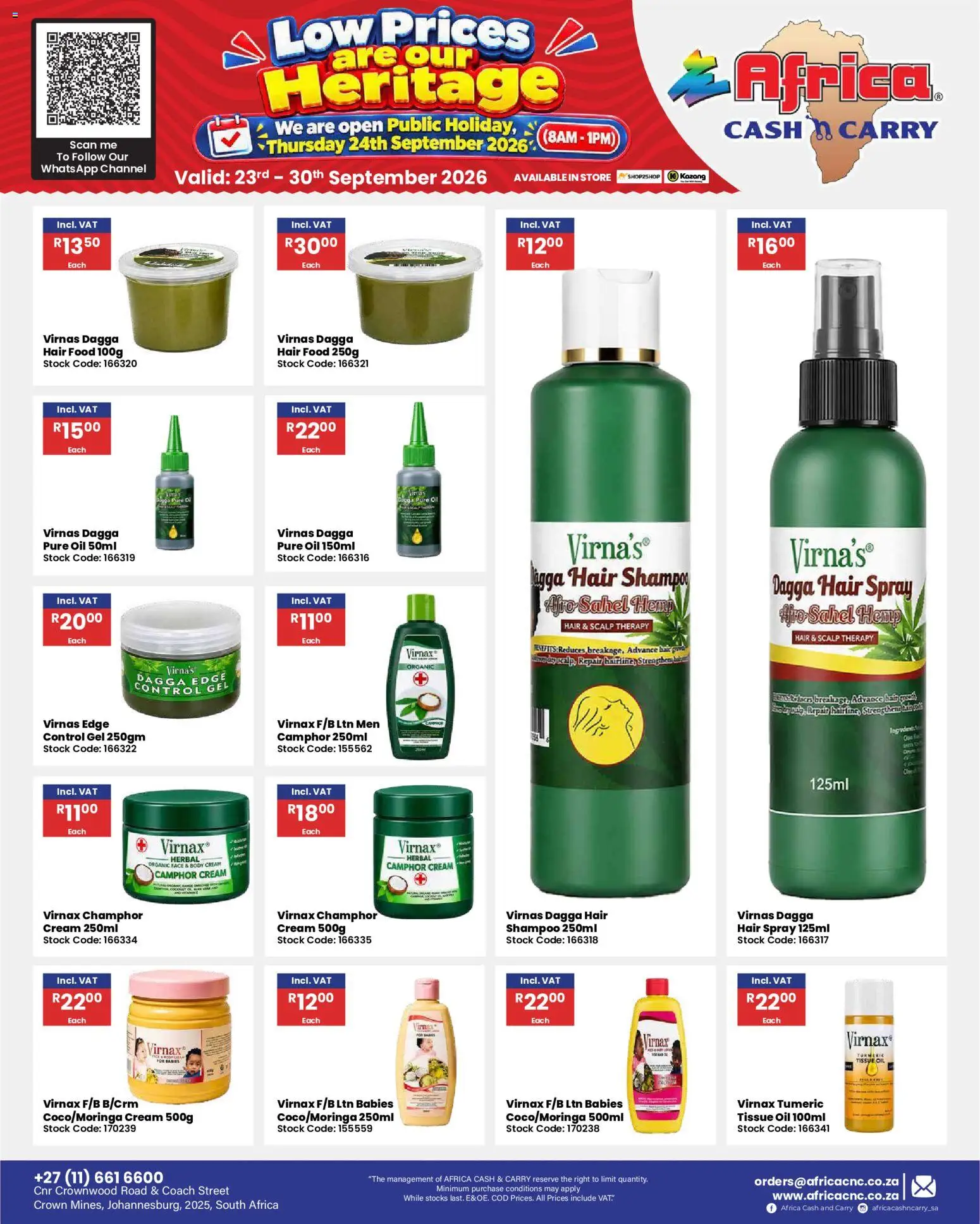 New Africa Cash & Carry catalogue – valid from 23/09/2026 | Page: 69 | Products: Tissue oil, Oil, Hair spray, Body cream