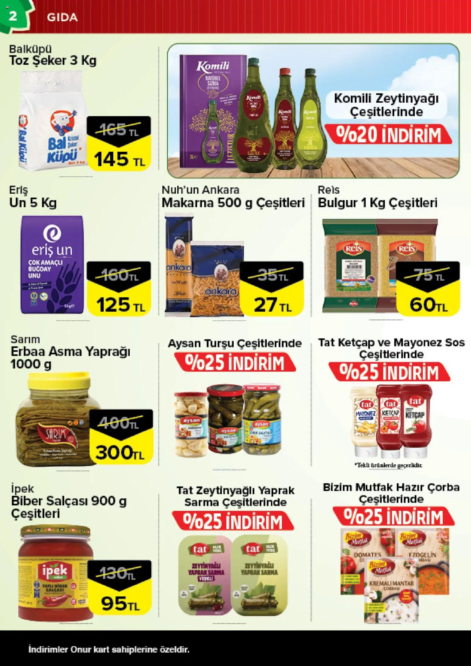 Onur Market Katalog - 25 Ağustos 2026 tarihinden itibaren geçerlidir | Sayfa: 2 | Ürünler: Domates, Ketçap, Mayonez, Toz şeker