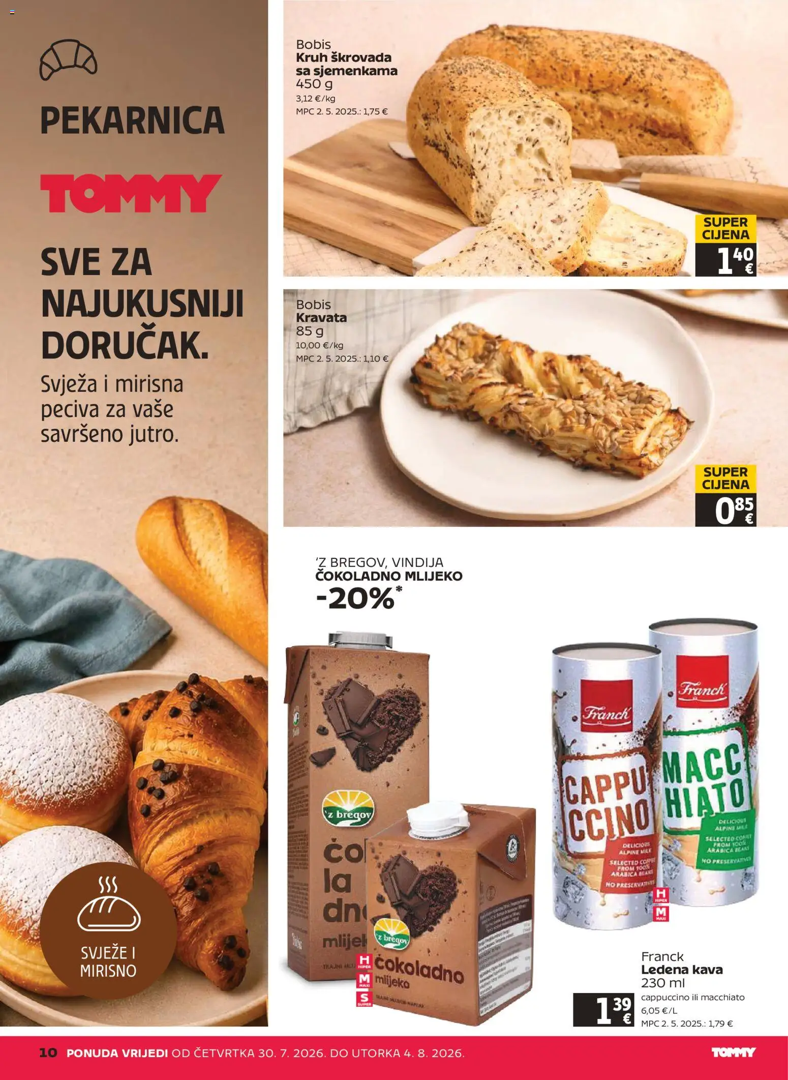 Tommy katalog | vrijedi od 30.07.2026 | Stranica: 10 | Proizvodi: Vindija, Mlijeko, Kruh, Ledena kava