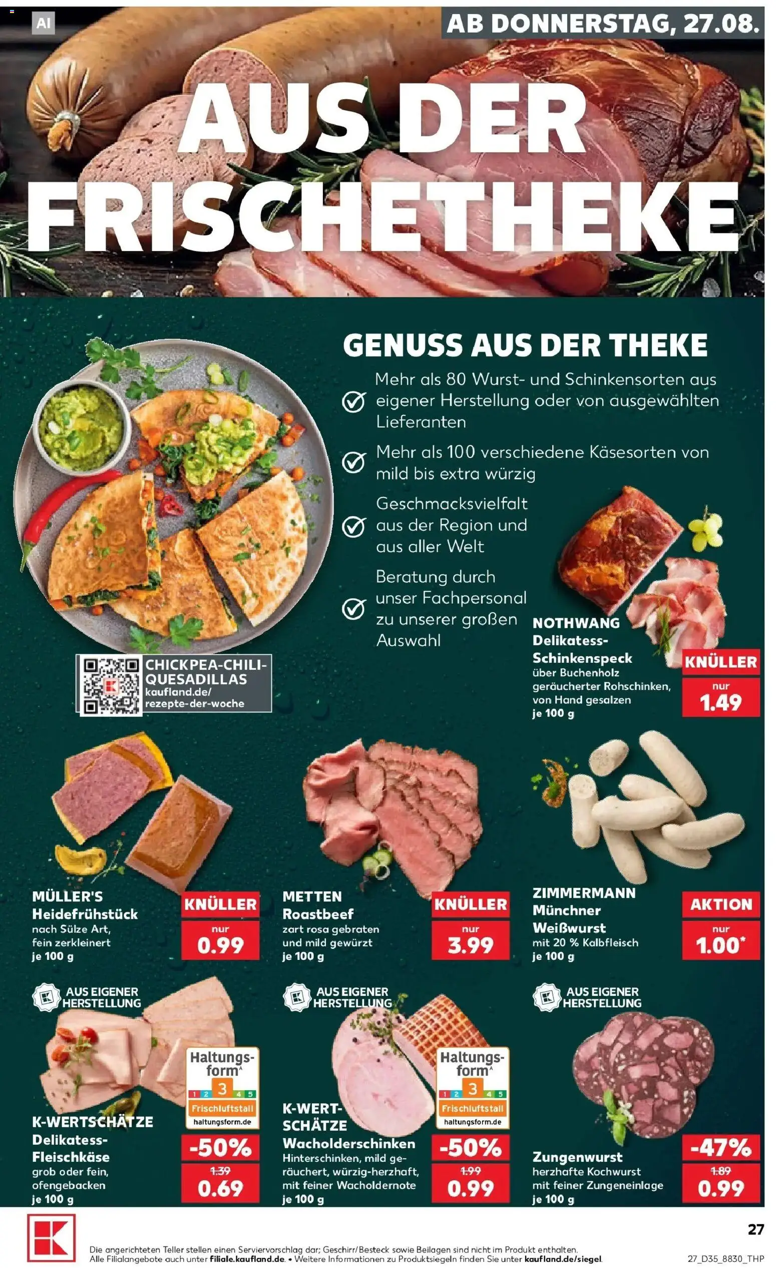 Prospekt Kaufland ab 24.08.2026 » Angebote Online zum Blättern | Seite: 38 | Produkte: Theke, Weißwurst, Roastbeef, Wurst