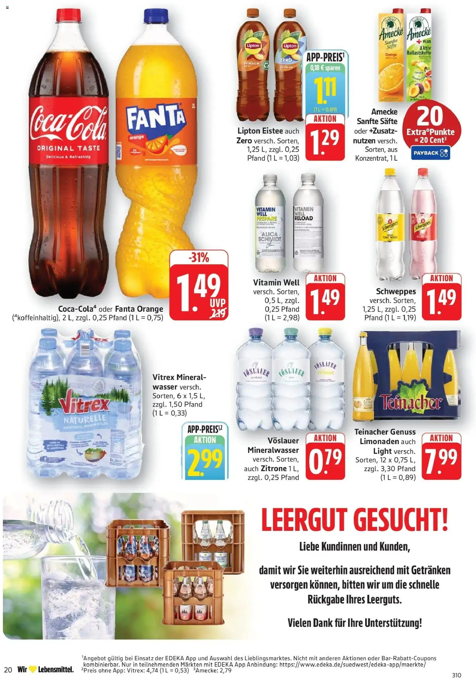 Edeka prospekt Göppingen – gültig ab 13.07.2026 | Seite: 20 | Produkte: Coca cola, Cola, Mineralwasser, Zitrone