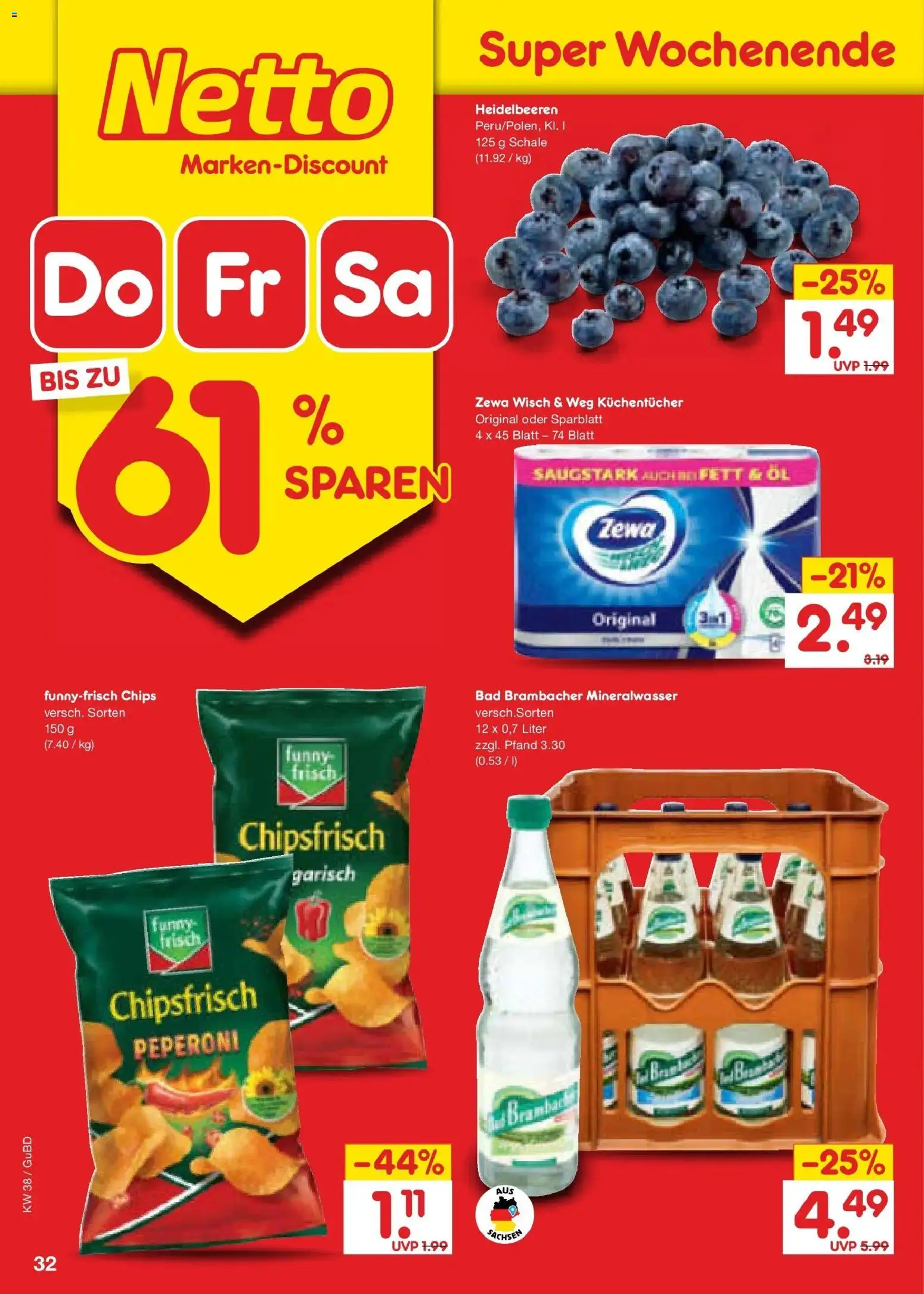 Netto Marken-Discount Prospekt Augustusburg – gültig ab 14.09.2026 | Seite: 46 | Produkte: Bad, Funny frisch, Heidelbeeren, Chips