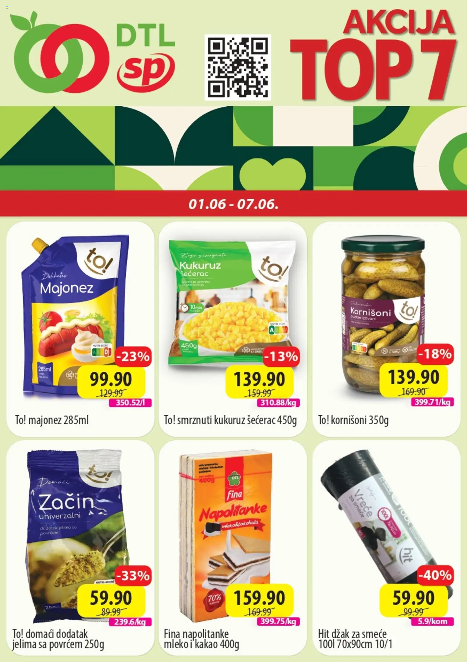 Senta Promet katalog - važi od 01.06.2026 | Strana: 1 | Proizvode: Kornišoni, Kukuruz, Mleko, Napolitanke