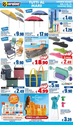 Anteprima del volantino Europlanet Casa volantino valido a partire dal 04.06.2026 | Pagina: 15 | Prodotti: Ventilatore, Ombrellone, Infradito, Borsa