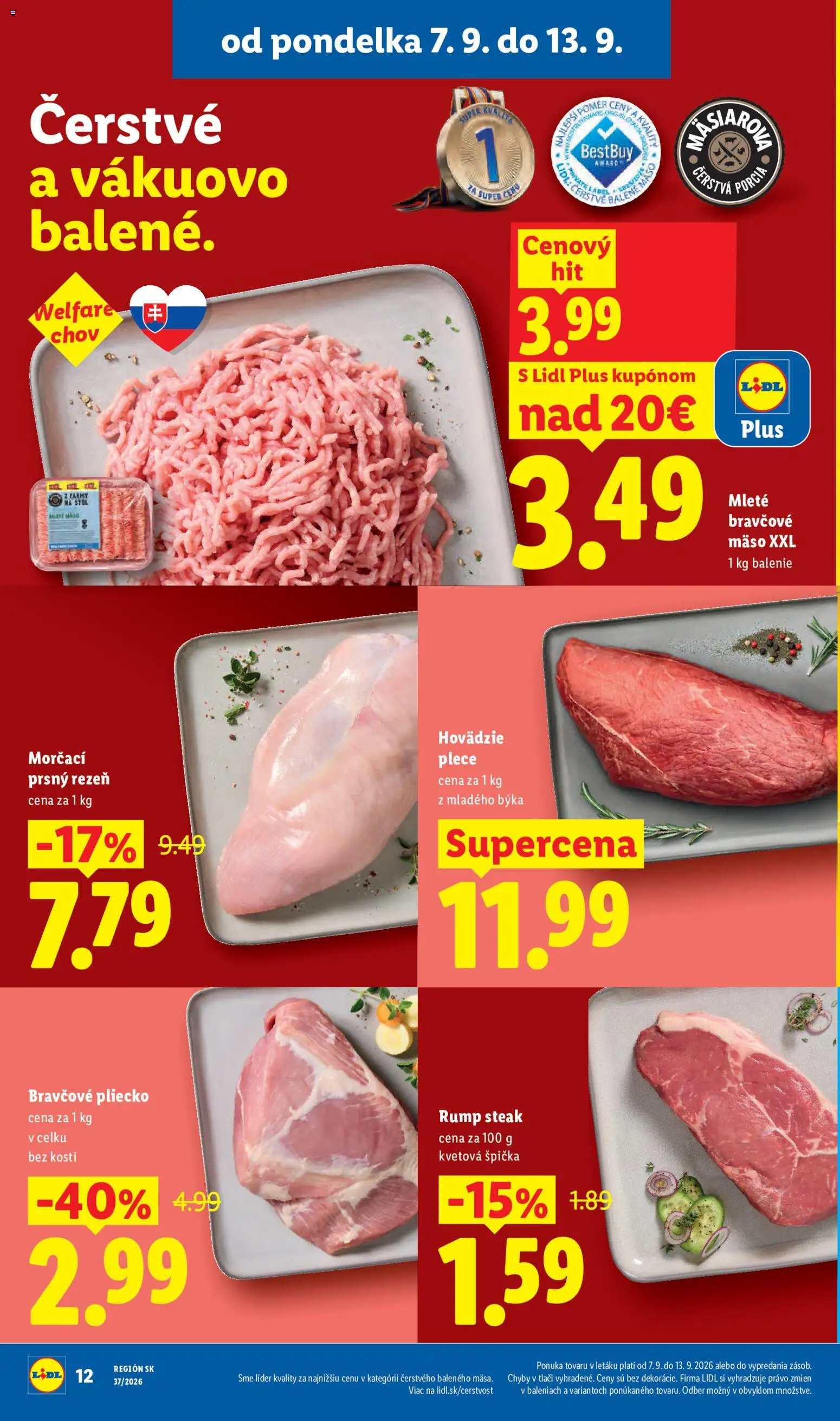 Nové Lidl akcie – leták je platný od 07.09.2026 | Strana: 14 | Produkty: Stôl, Bravčové pliecko, Bravčové mäso