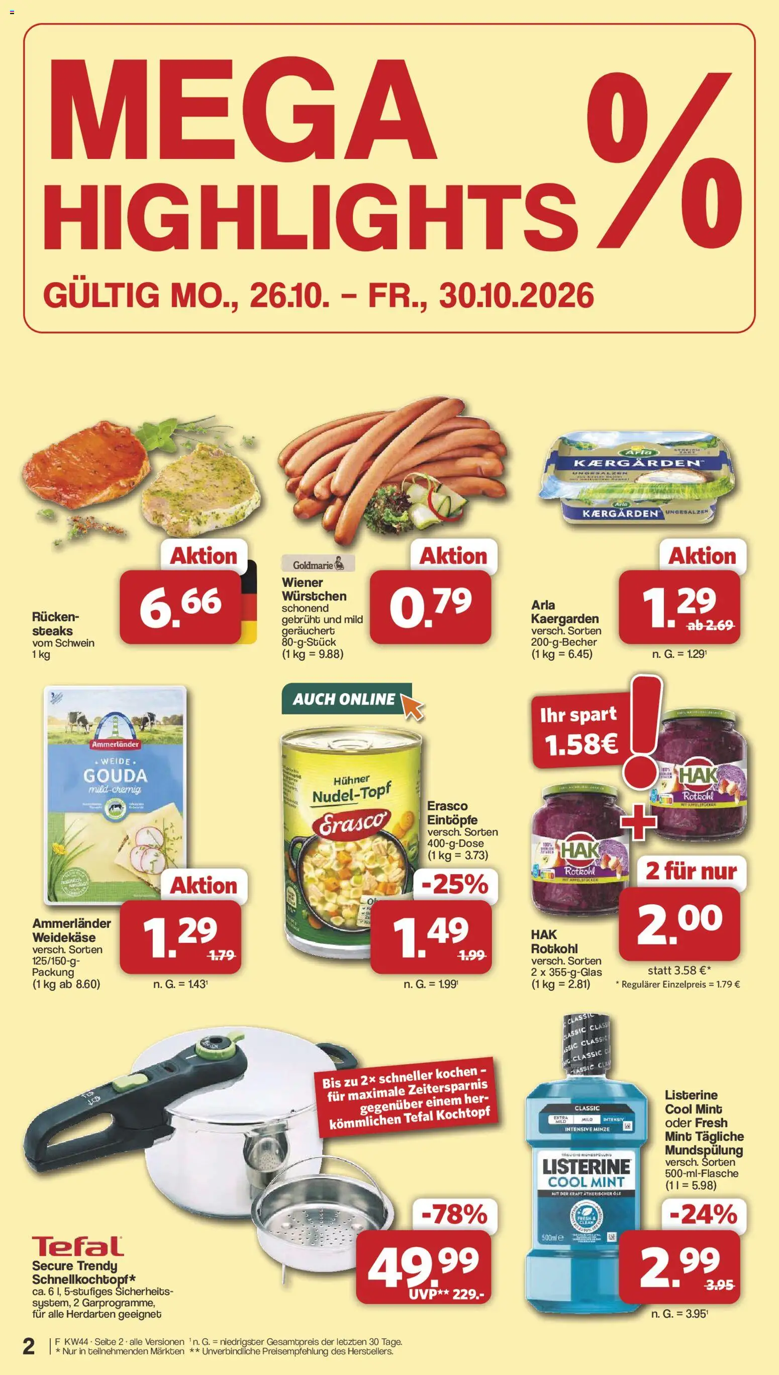 Famila Nordwest Prospekt – gültig ab 26.10.2026 | Seite: 2 | Produkte: Wiener wurstchen, Rotkohl, Erasco, Listerine