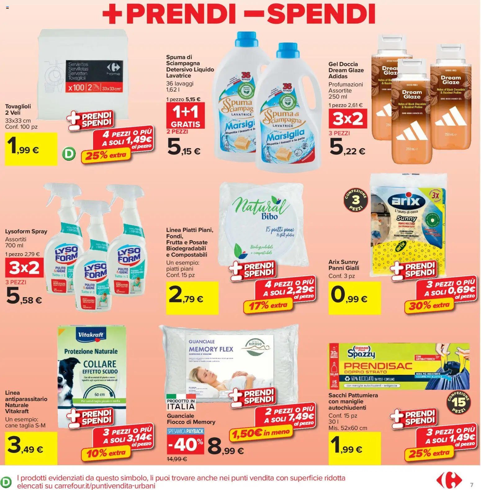 Volantino Carrefour del 13/07/2026 | Pagina: 7 | Prodotti: Posate, Frutta, Pattumiera, Doccia