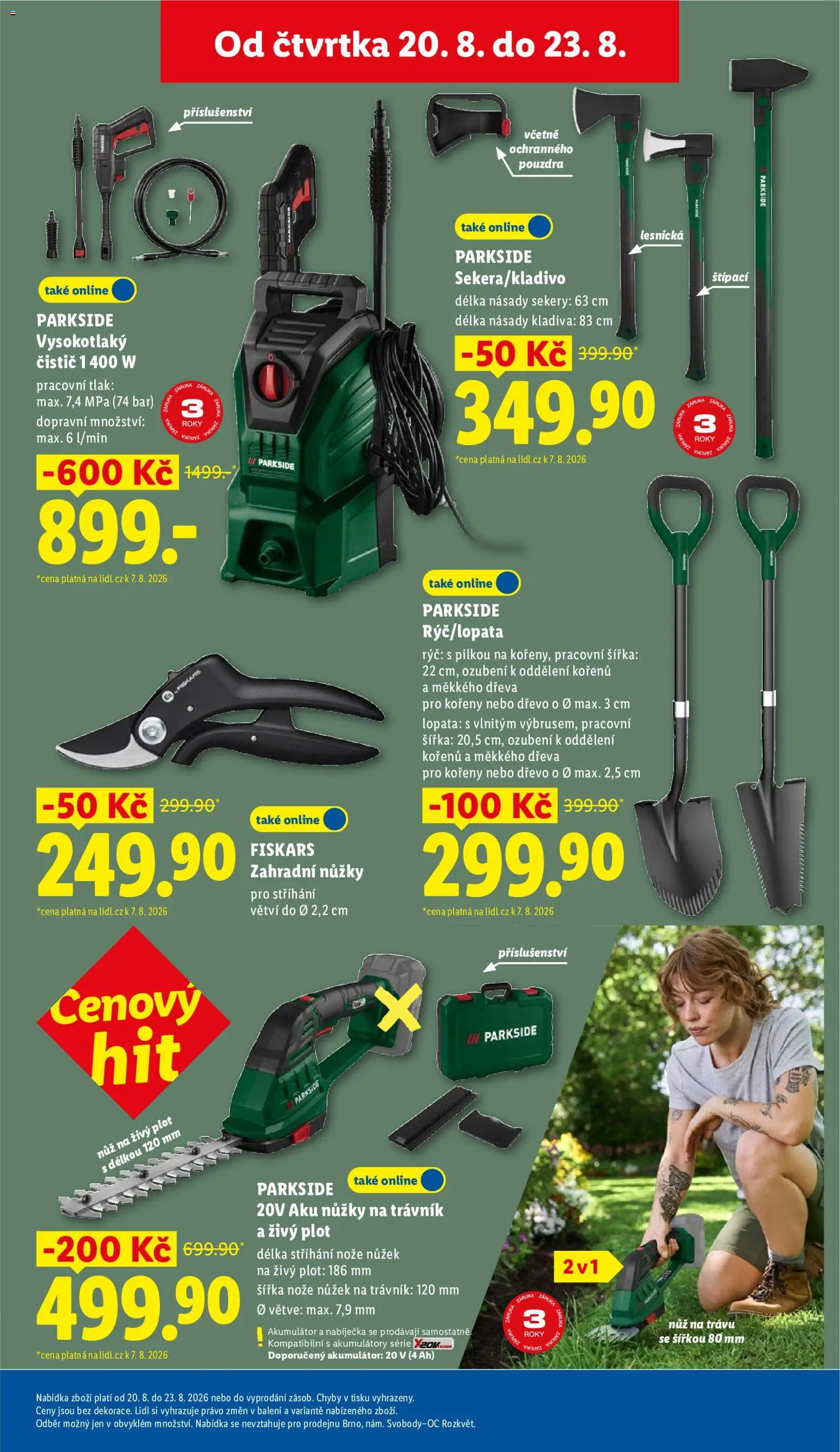 Lidl leták od 20.08.2026 | Strana: 31 | Produkty: Fiskars, Lopata, Vysokotlaký čistič, Aku nůžky