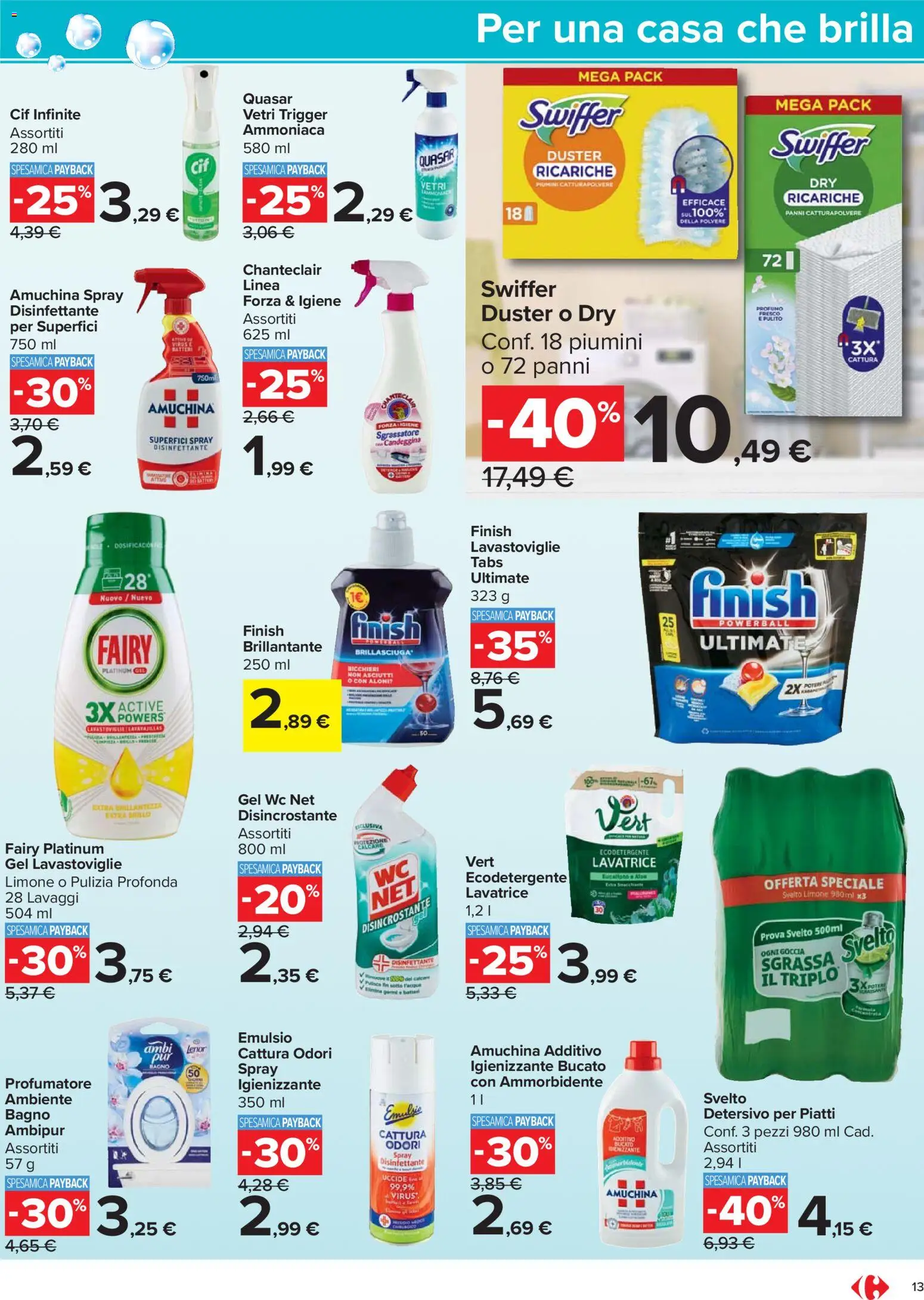 Volantino Carrefour del 07.04.2026 | Pagina: 13 | Prodotti: Spray disinfettante, Ammorbidente, Limone, Bagno