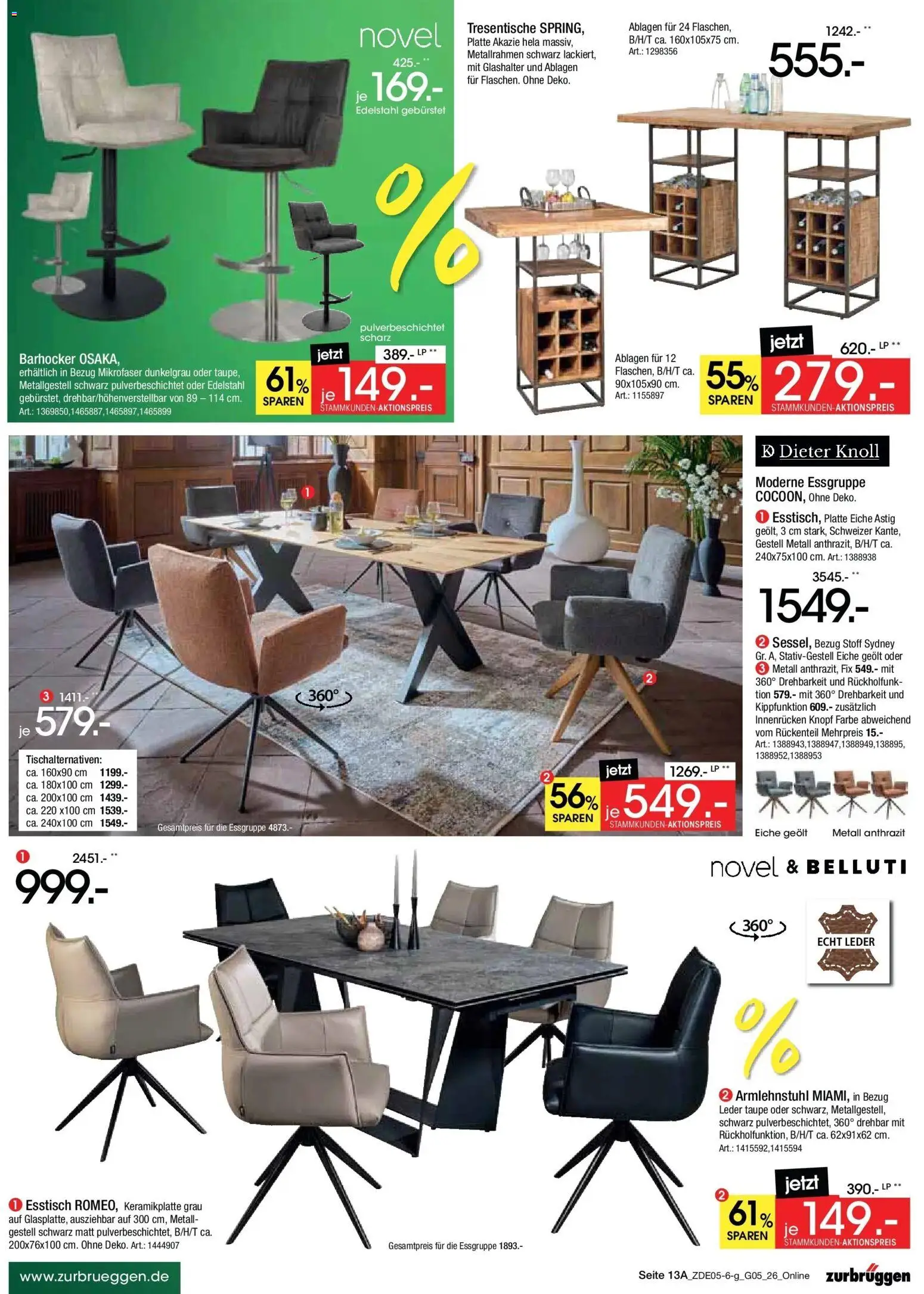 Zurbrüggen MaiDays Shopping – gültig ab 08.05.2026 | Seite: 25 | Produkte: Esstisch, Essgruppe, Barhocker