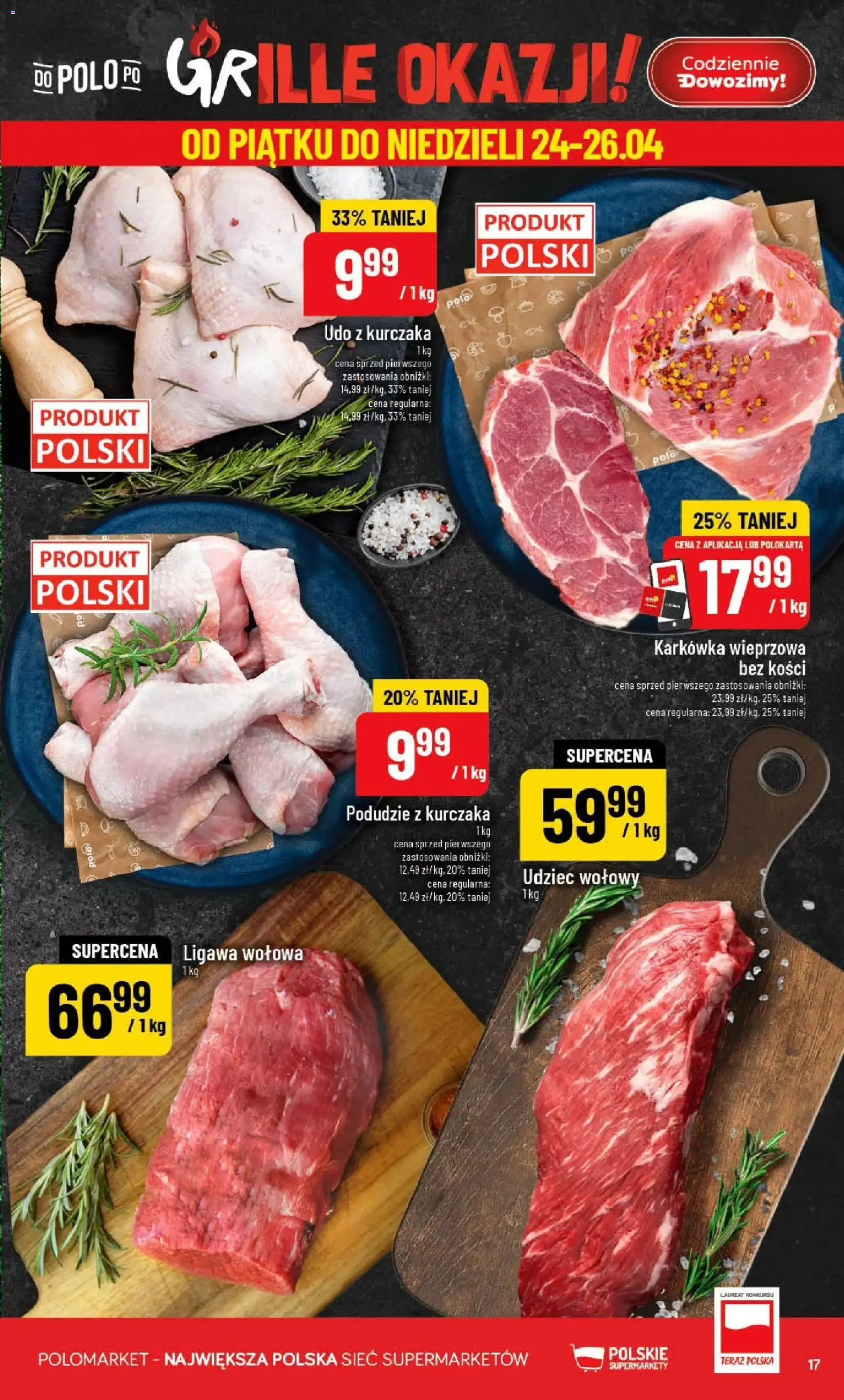 POLOmarket gazetka od 22.04.2026 | Strona: 17 | Produkty: Karkówka, Karkówka wieprzowa, Podudzie z kurczaka