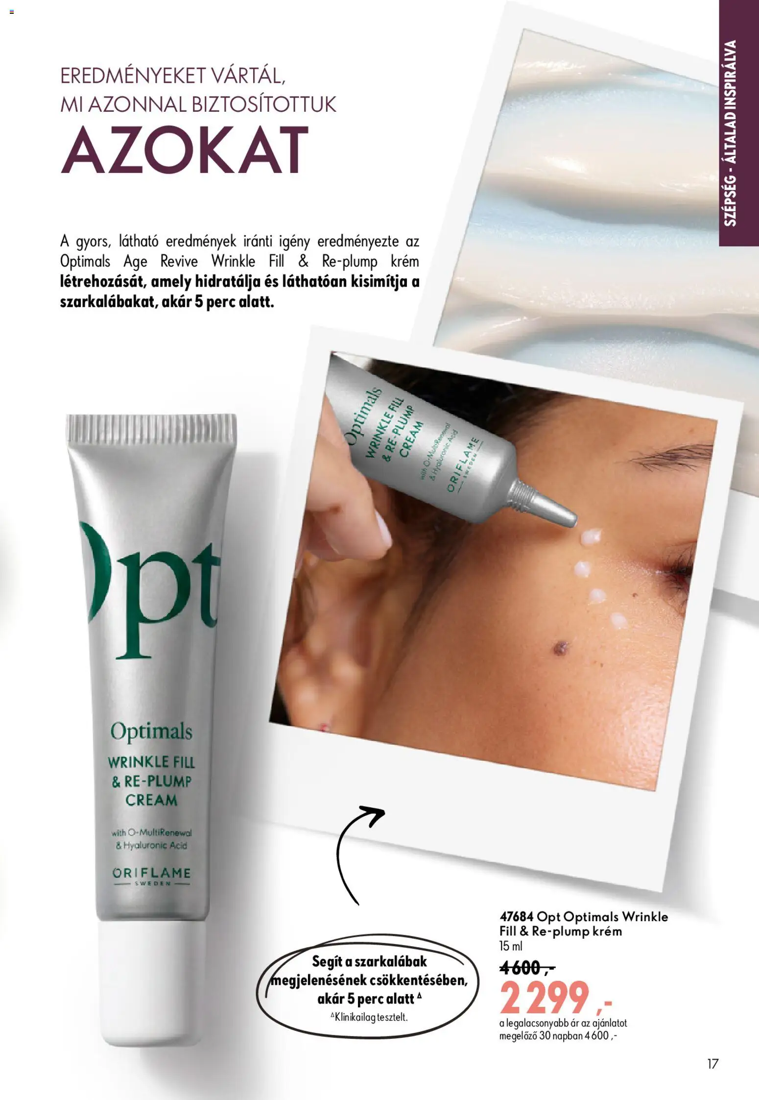 Oriflame akciós ujság - amely érvényes a következő dátumtól: 2026.09.09. | Oldal: 17 | Termékek: Krém