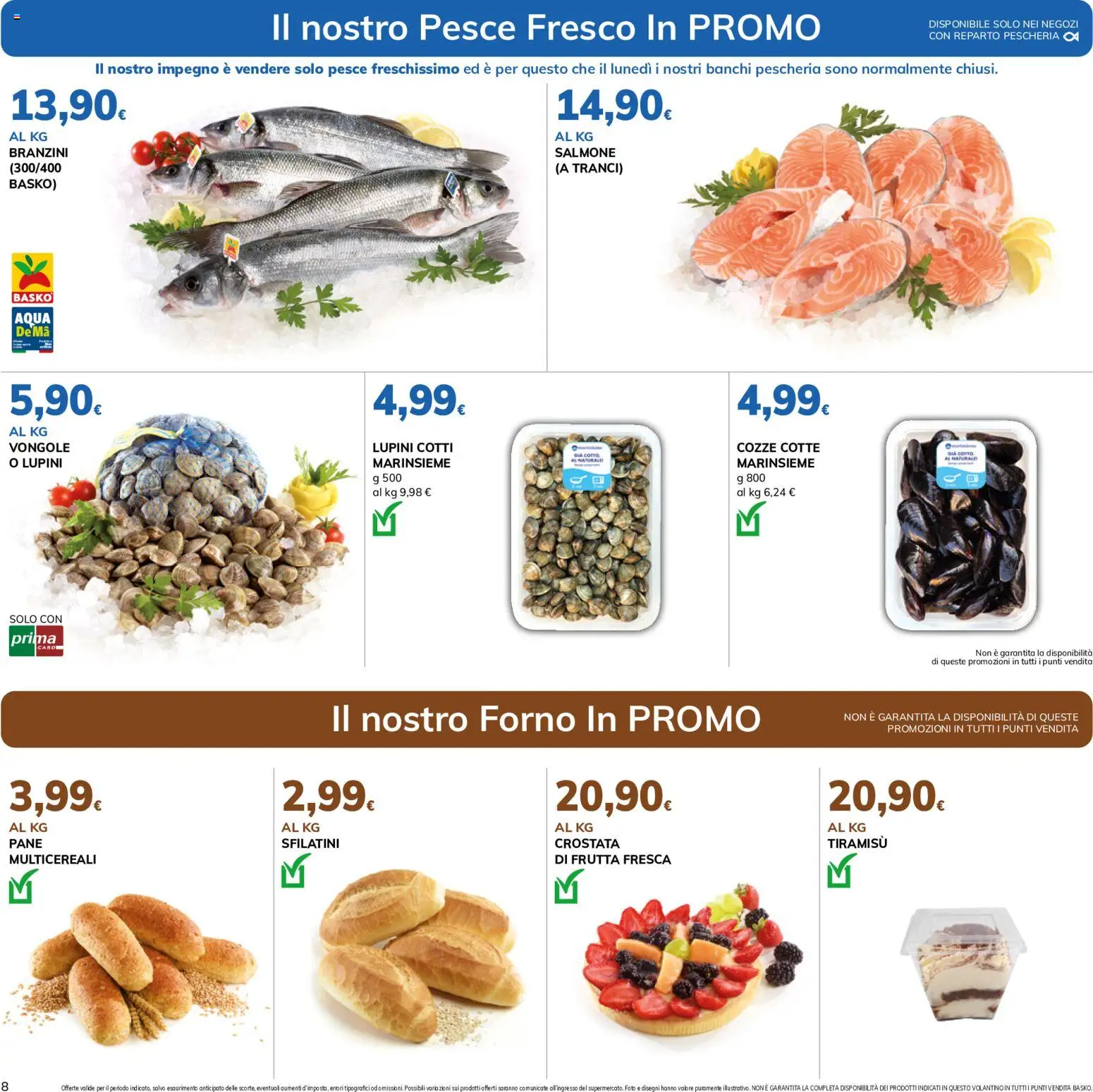 Volantino Basko del 11/08/2026 | Pagina: 8 | Prodotti: Lupini, Salmone, Pesce, Tiramisù
