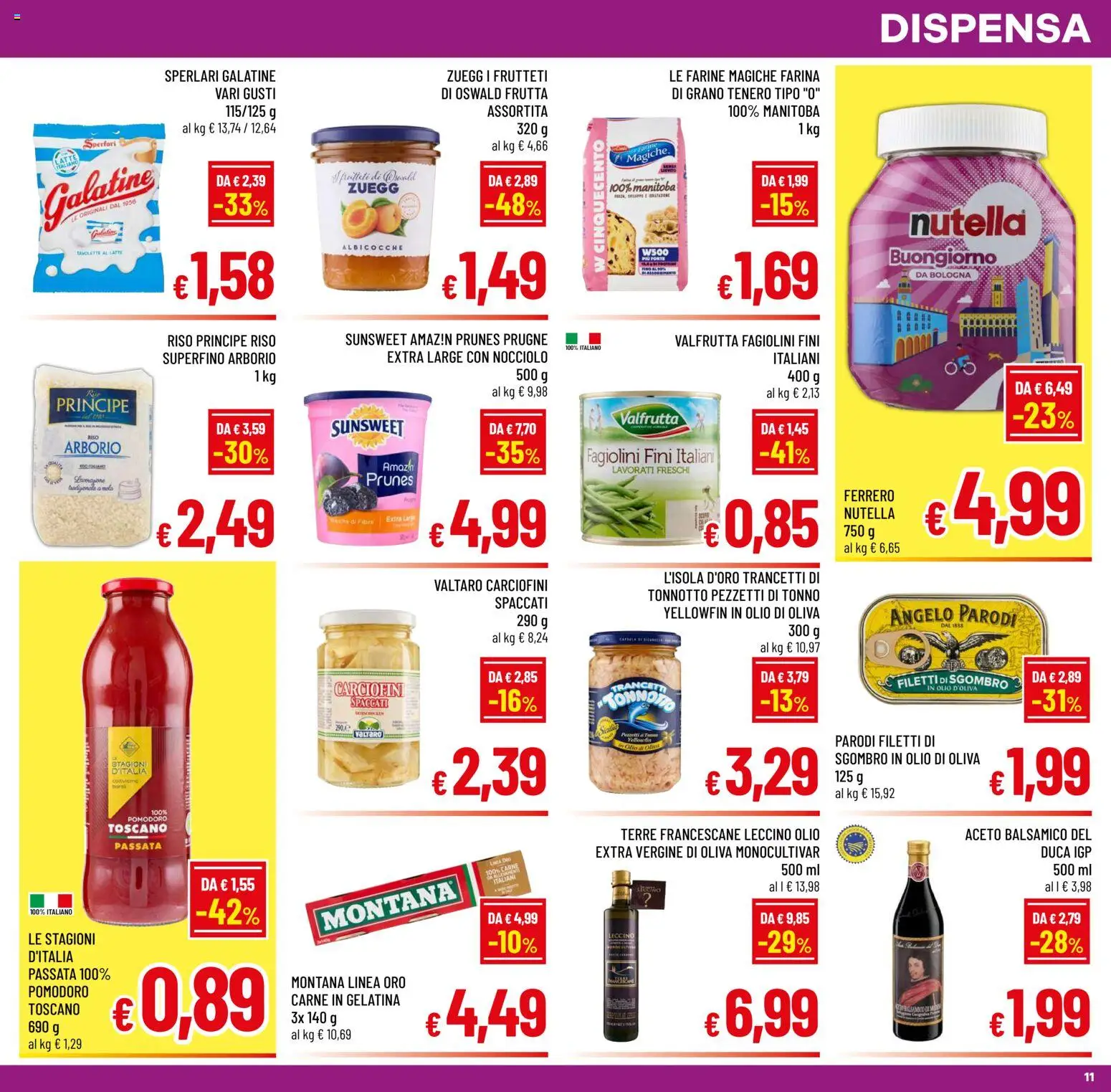 Volantino A&O del 19/08/2026 | Pagina: 11 | Prodotti: Prugne, Tonno, Aceto, Albicocche