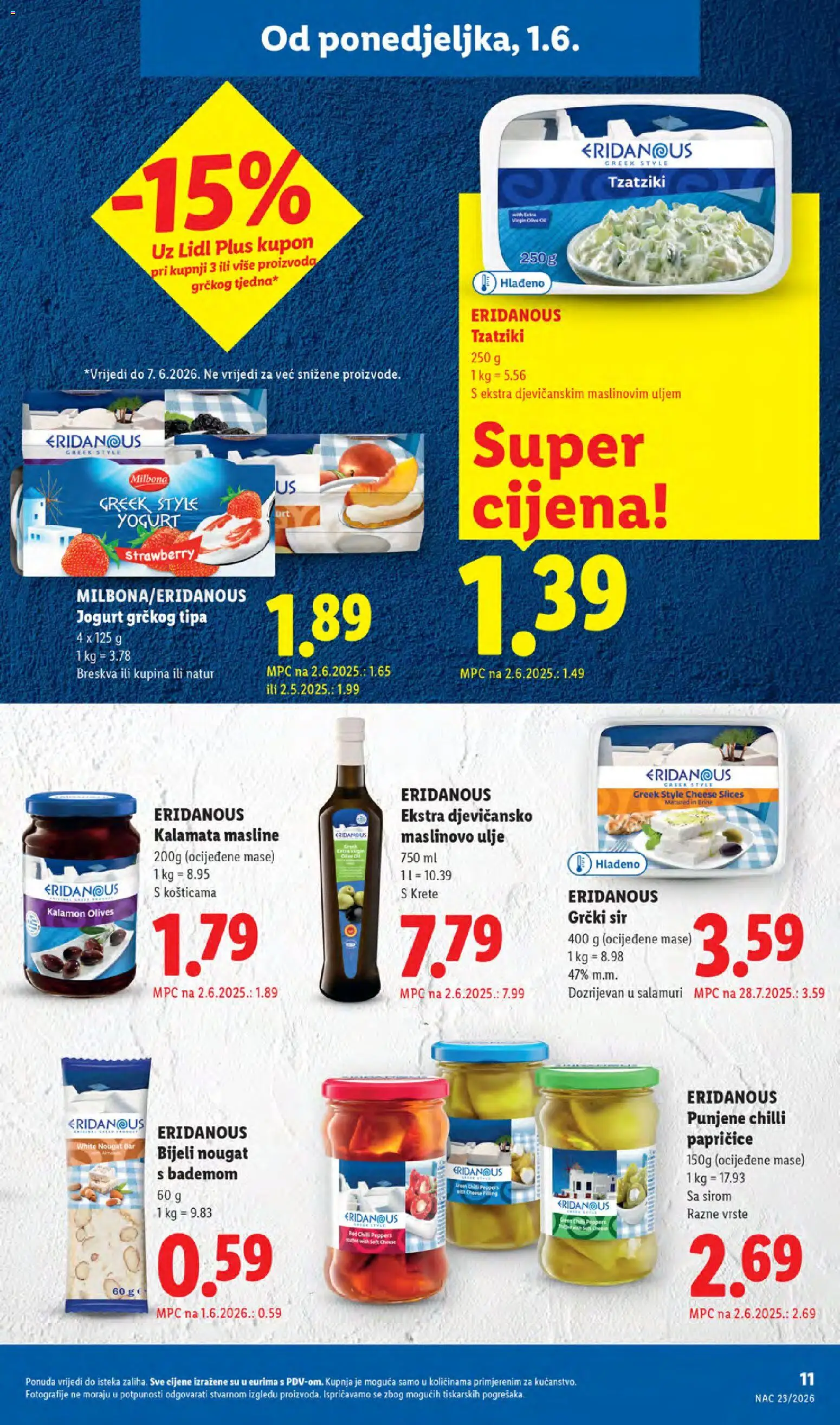Lidl katalog | vrijedi od 01.06.2026 | Stranica: 11 | Proizvodi: Sir, Jogurt, Masline, Maslinovo ulje