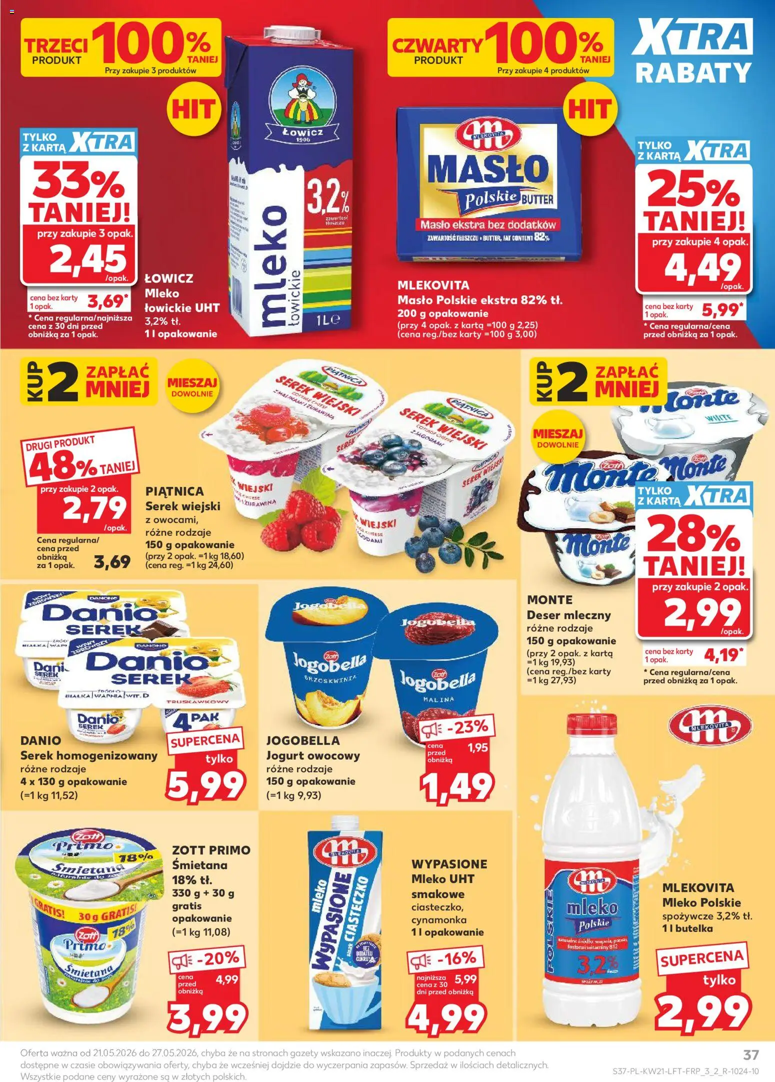 Kaufland gazetka od 21.05.2026 | Strona: 37 | Produkty: Brzoskwinia, Masło Polskie, Serek wiejski, Śmietana