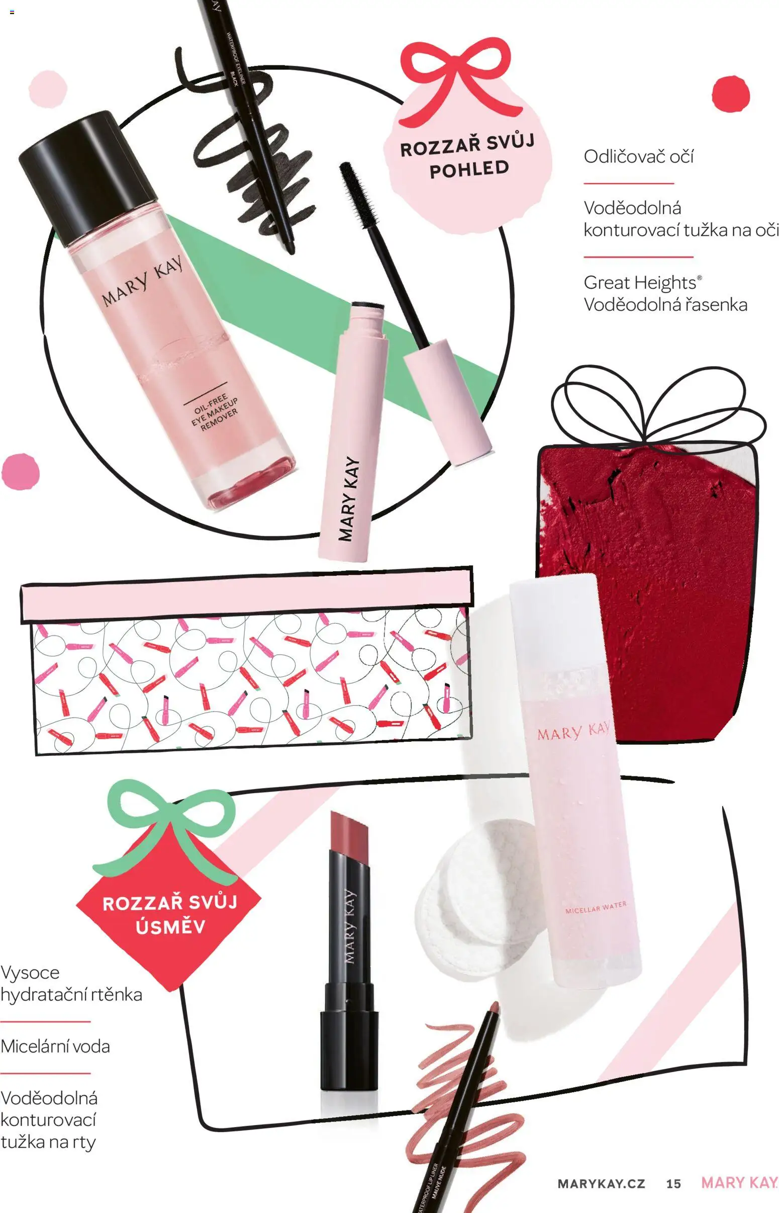 Mary Kay kniha o kráse od 30.09.2026 | Strana: 15 | Produkty: Tužka, Řasenka, Rtěnka, Odličovač očí