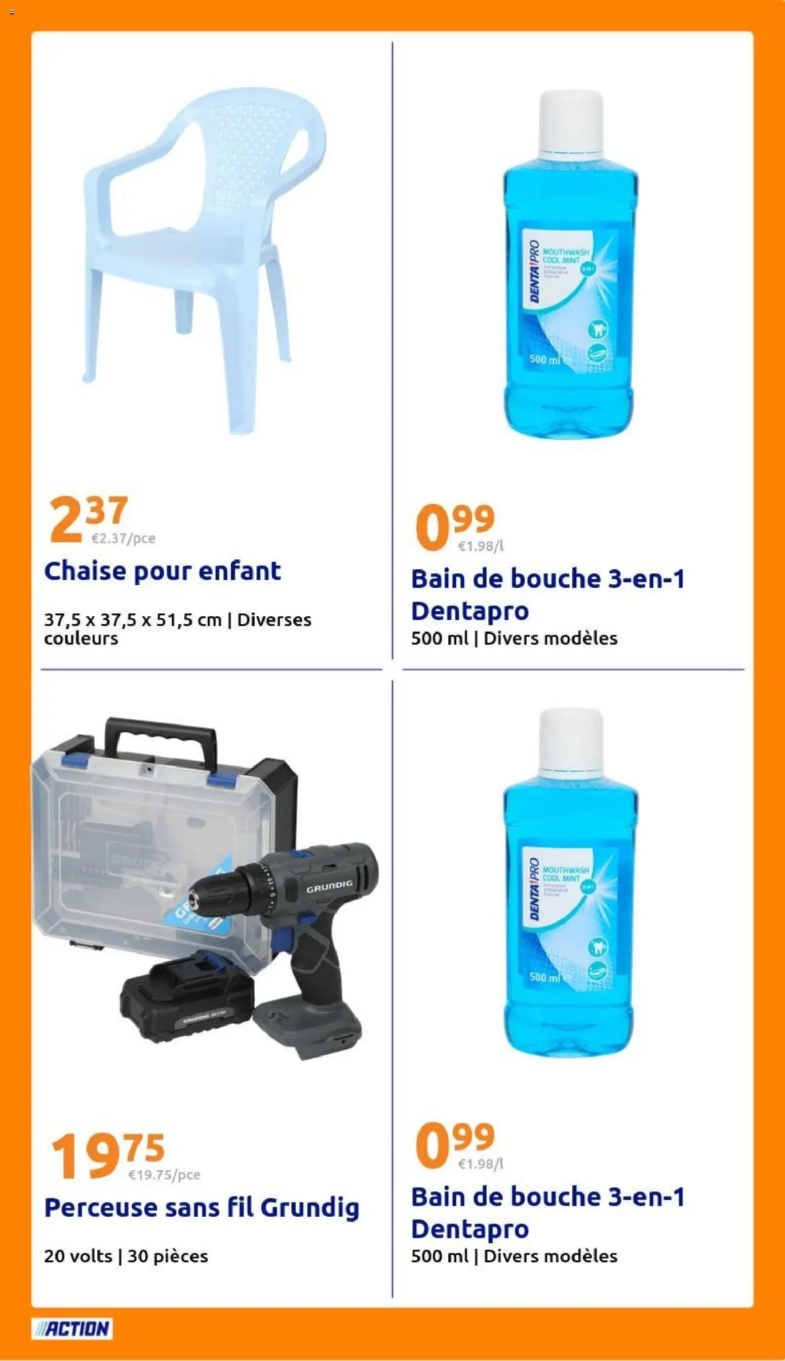 {H1} | Page: 29 | Produits: Perceuse, Bain de bouche, Chaise