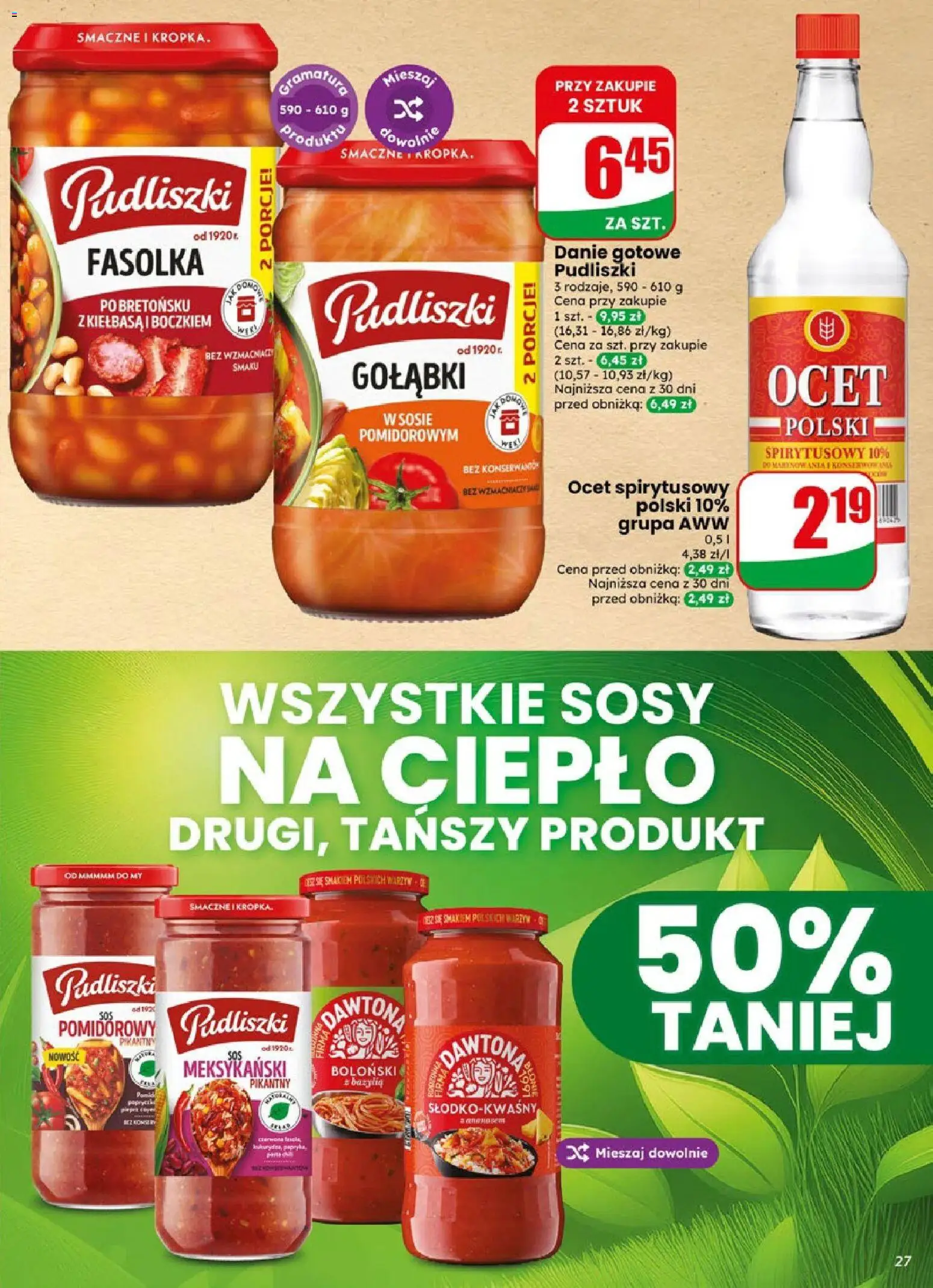 Dino gazetka od 19.08.2026 | Strona: 27 | Produkty: Kiełbasa, Ocet spirytusowy, Gołąbki, Ocet