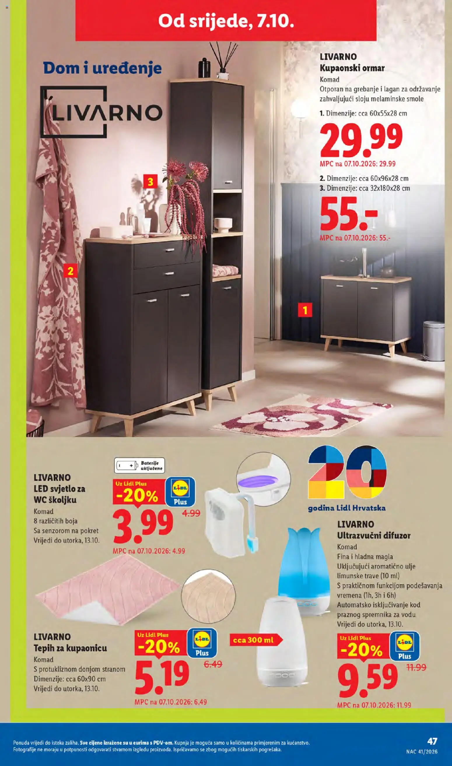 Lidl katalog | vrijedi od 05.10.2026 | Stranica: 47 | Proizvodi: Ormar, Tepih, LED svjetlo, Led