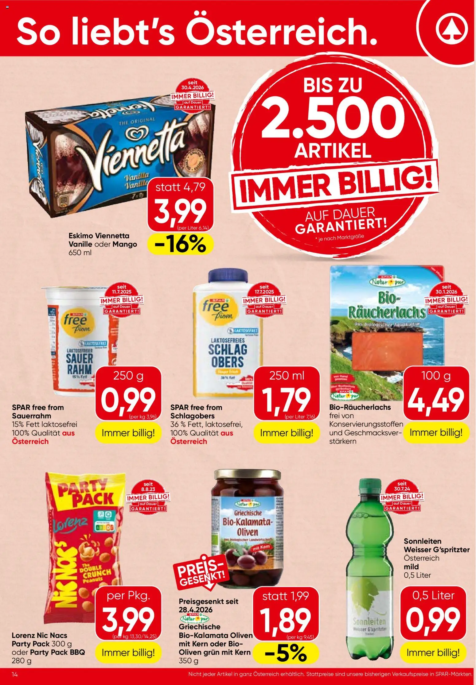 Spar Flugblatt - Tirol gültig ab 11.06.2026 | Seite: 14 | Produkte: Mango, Szeder, Sauerrahm