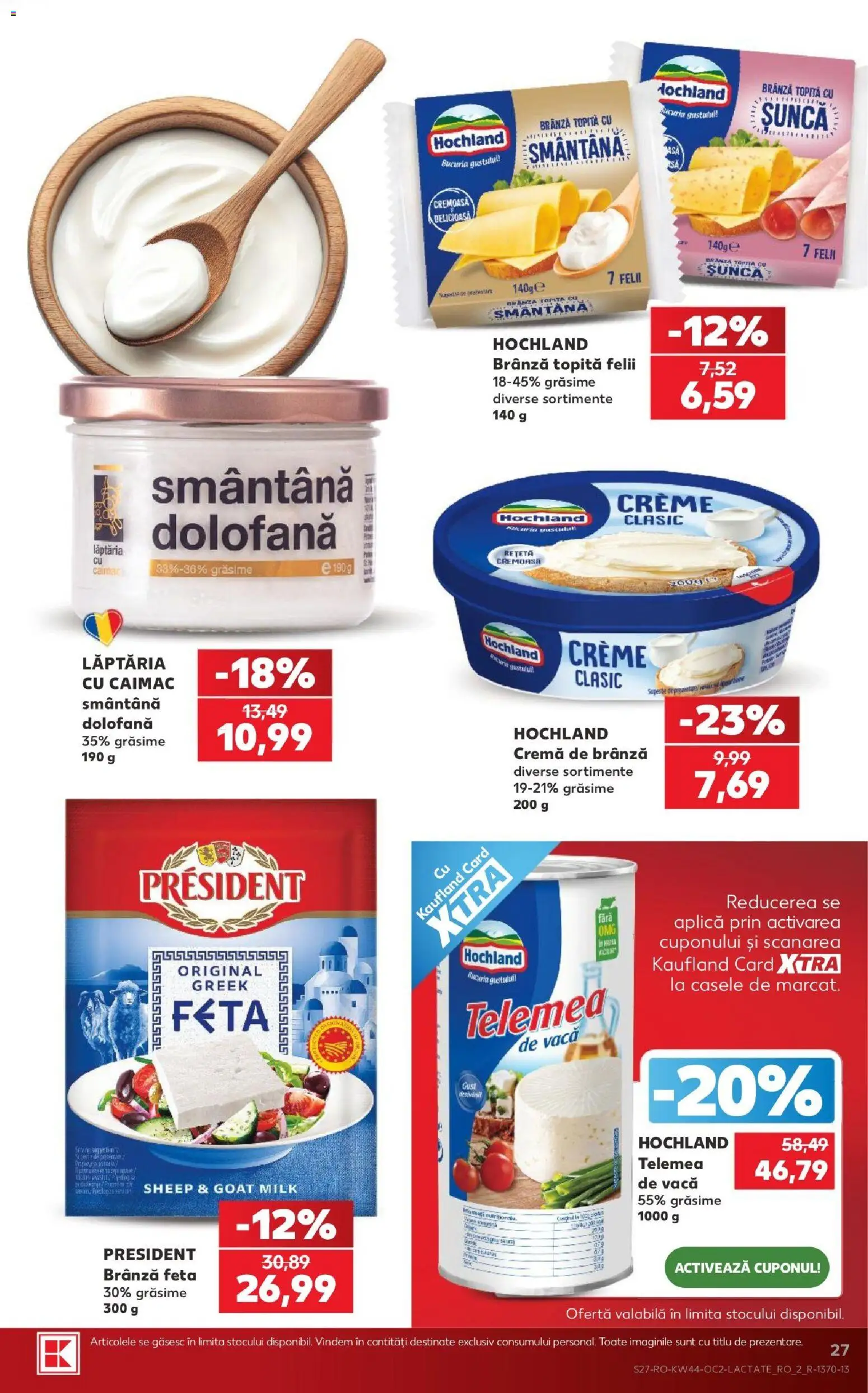 Kaufland Miercurea Ciuc 28.10.2026 - Revista si Oferta | Pagină: 27 | Produse: Branza topita felii, Aplică, Hochland, Smântână