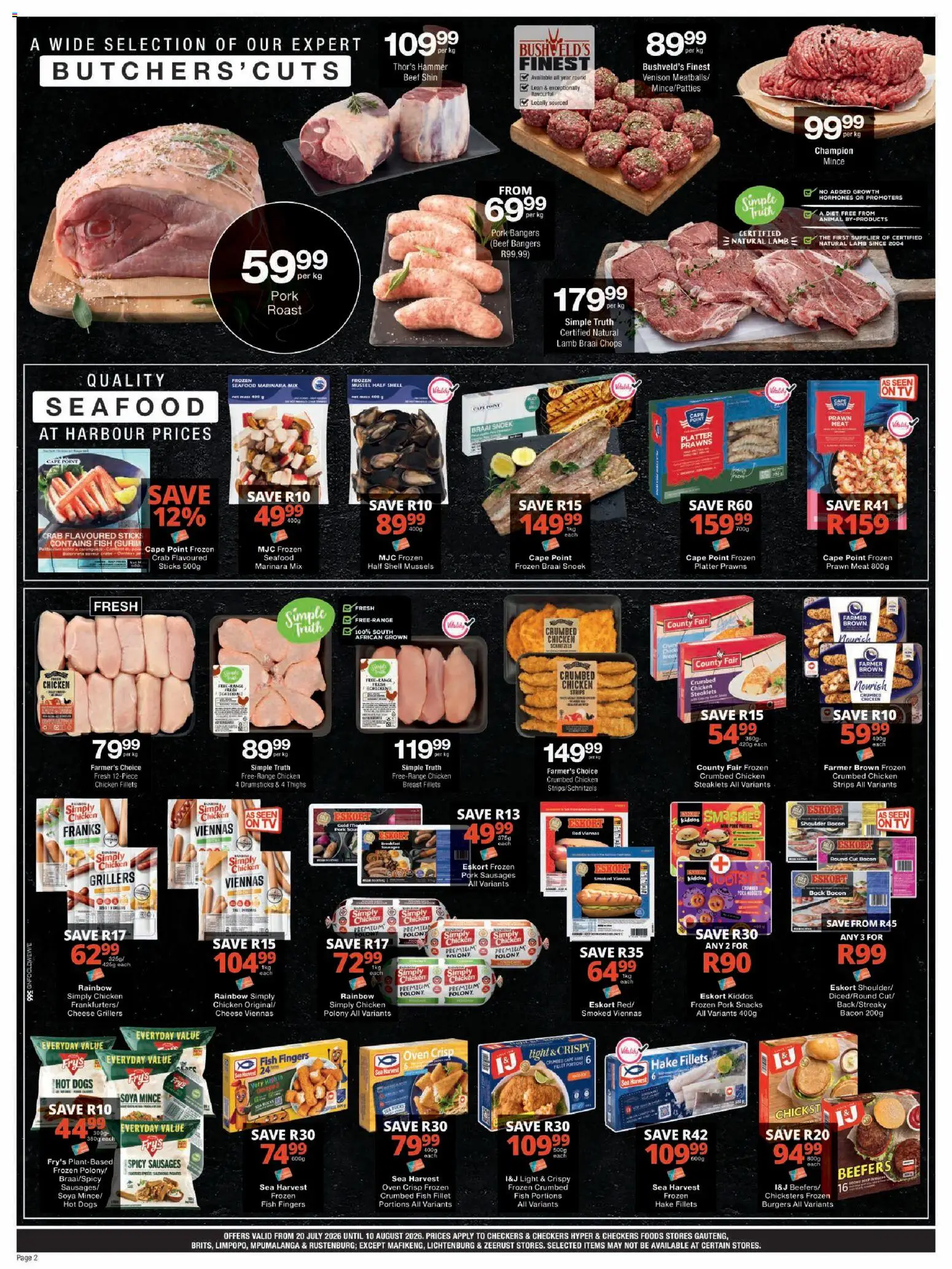 New Checkers catalogue – valid from 20/07/2026 | Page: 2 | Products: Polony, Fish, Galette de chaise, Bacon